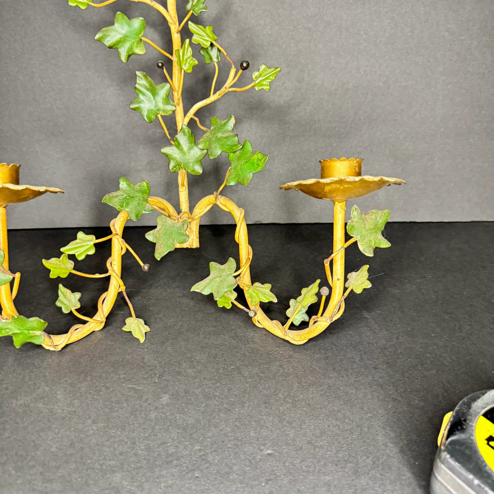 Late 20th Century French Toleware Ivy Double Arm Candle Sconce - 5