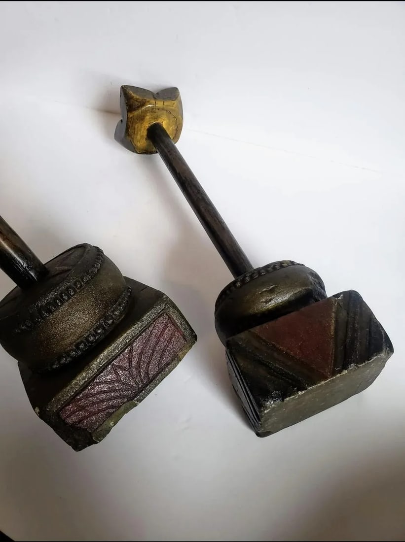 Antique Provincial Chinese Candle Holder - Folk Art - a Pair - 6