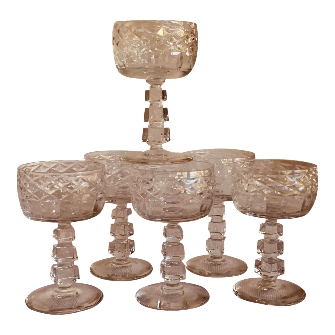 Exceptionally Cool 1930s Cocktail Glasses: For your consideration... If glasses can be said to be "cool," then these are absolutely the coolest! These extraordinary pieces were produced in the 1930s by Libbey for their prestigious Rock Sharpe