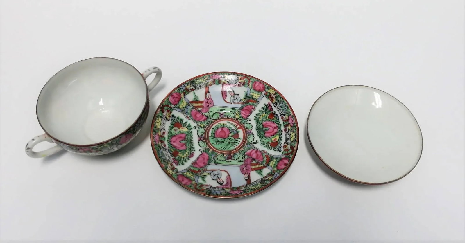 Vintage Famille Rose Tea Cup or Soup Set - 6