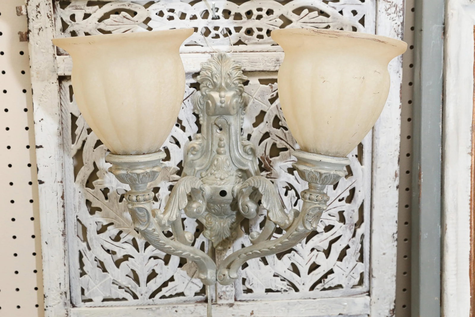 Two Arm Cast Iron Wall Lamp - 2
