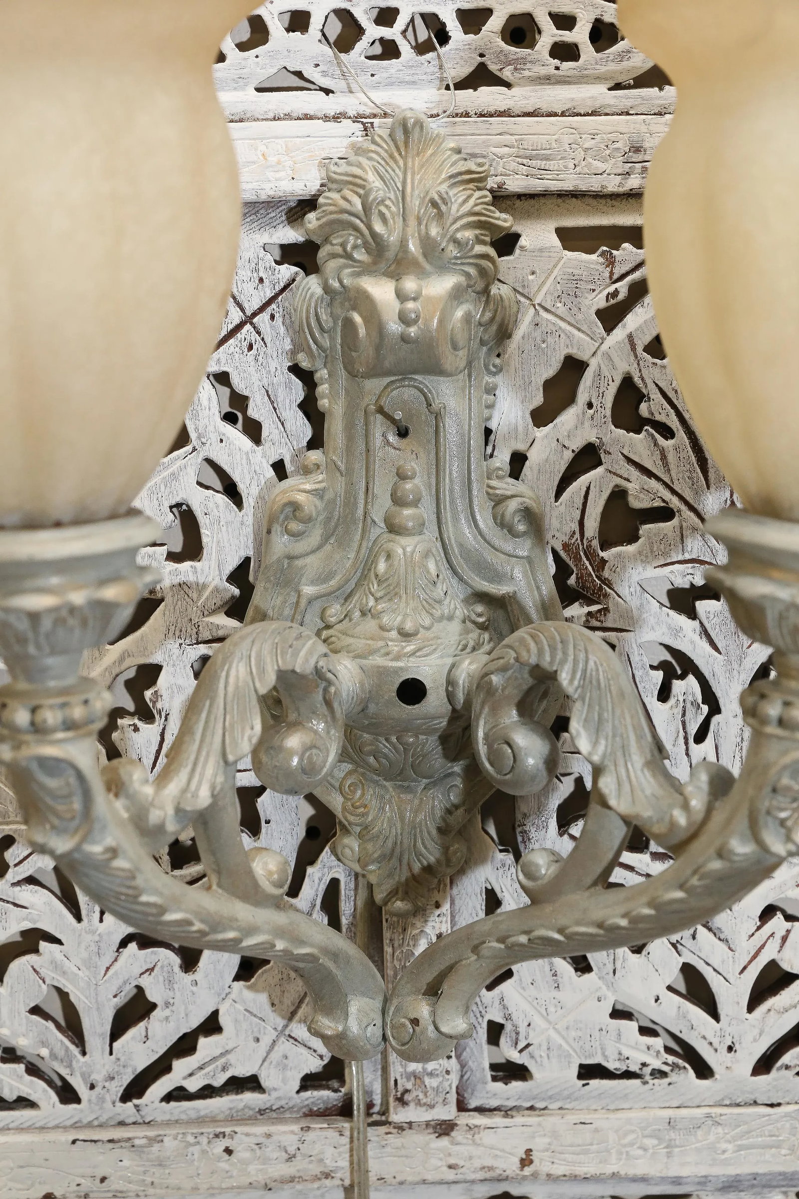 Two Arm Cast Iron Wall Lamp - 3