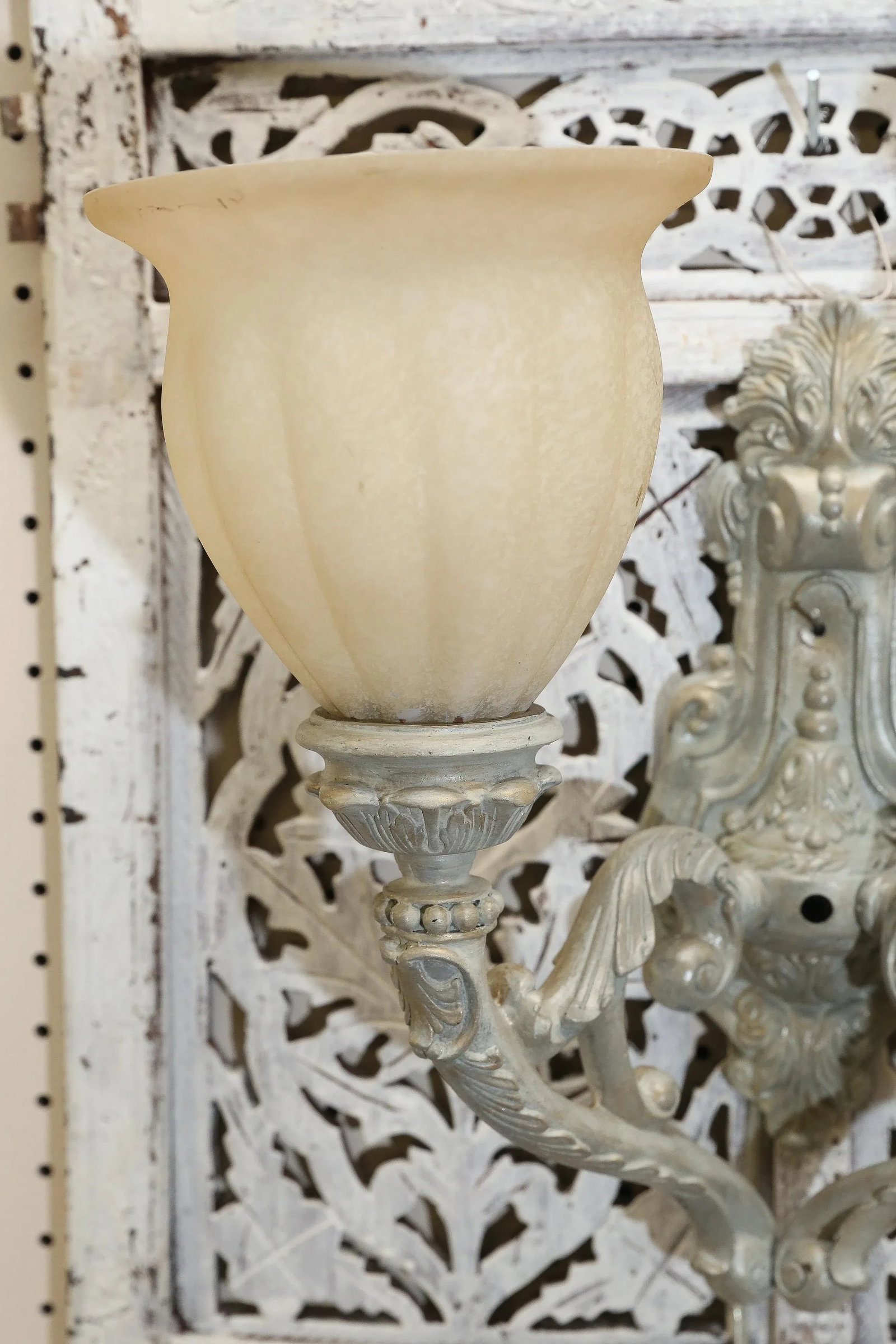 Two Arm Cast Iron Wall Lamp - 4