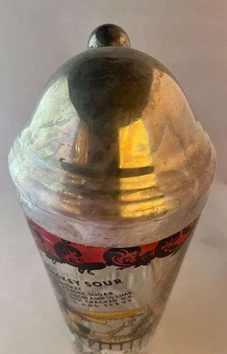 Mid 20th Century Hazel-Atlas "Gay '90s" Glass Cocktail Shaker With Recipes - 7