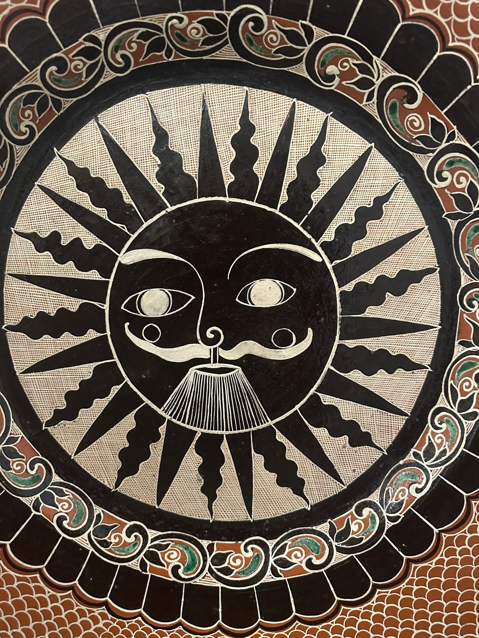 Late 20th Century Sun Folk Art Plate From Tonala, Mexico - 2