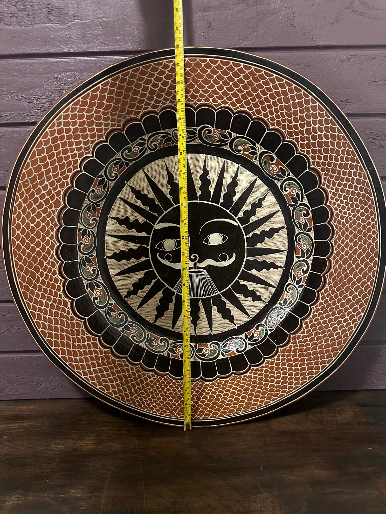 Late 20th Century Sun Folk Art Plate From Tonala, Mexico - 5