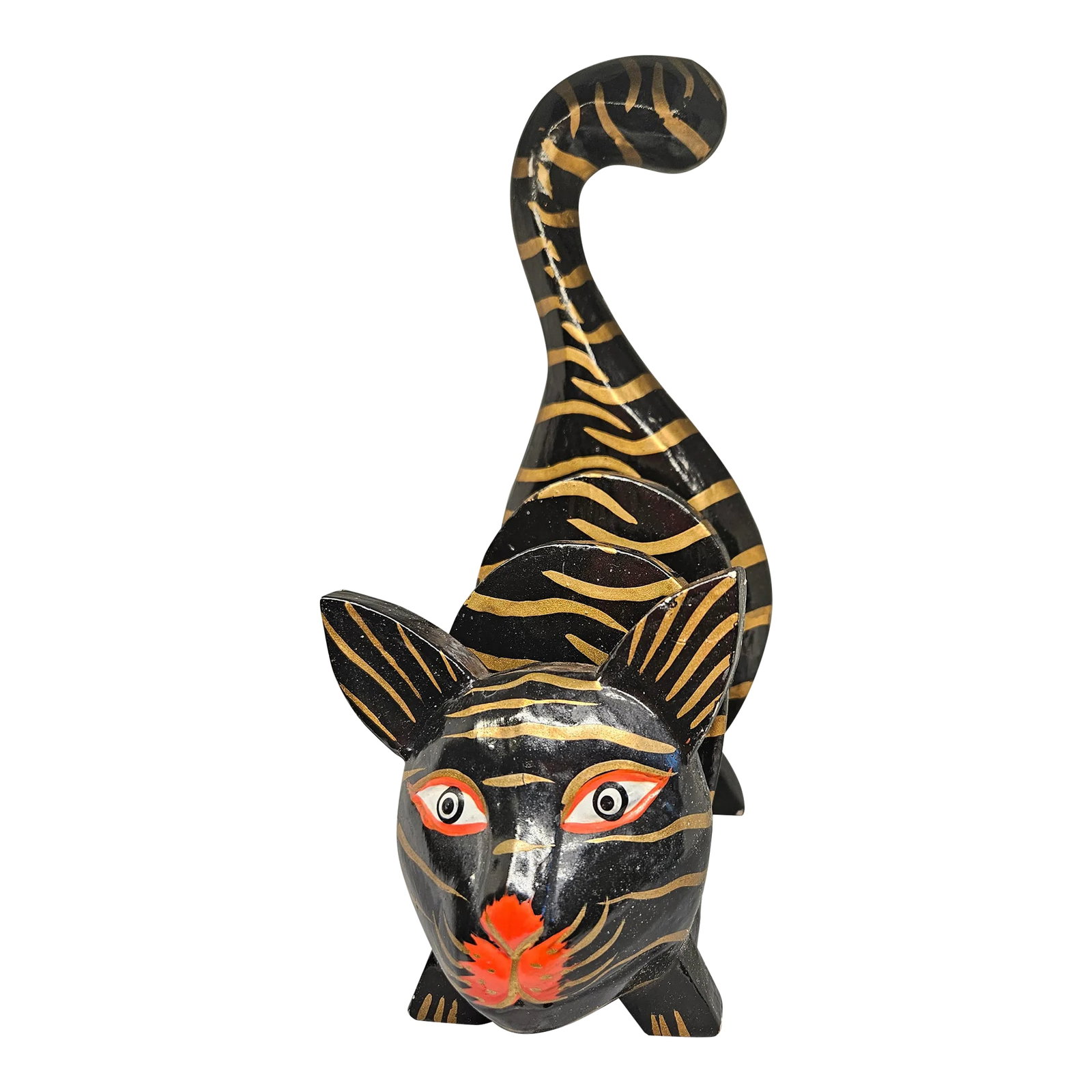 Vintage Indonesian Wooden Cat Letter Holder: Vintage Wooden Cat Letter Holder, Indonesia Condition: Alterations: Original Condition Unaltered Imperfections: Some Imperfections Condition Notes: Age, Vintage...paint chips Origin: Indonesia