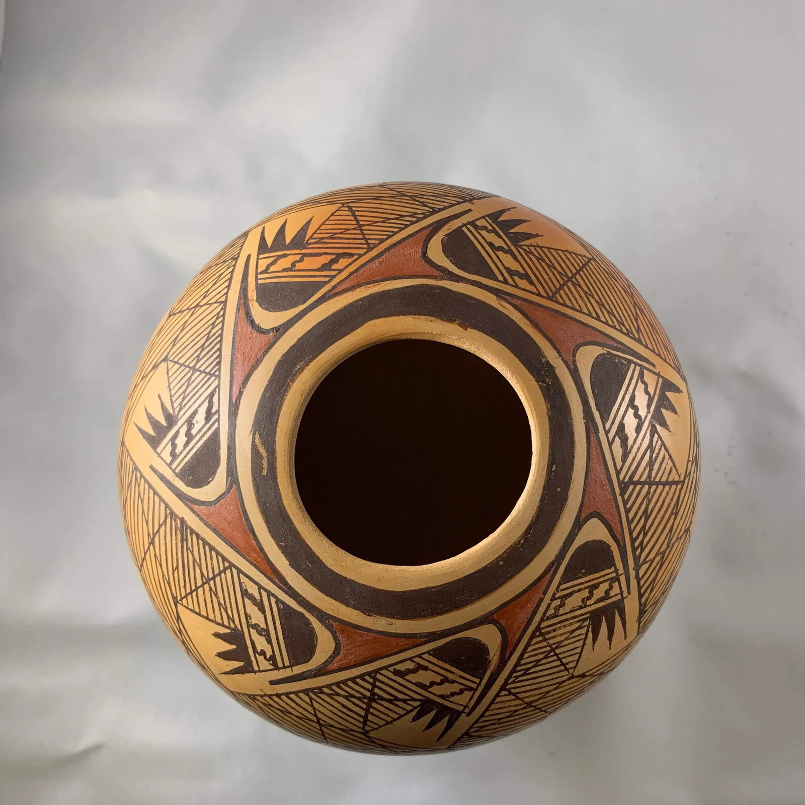 Signed Hopi Pueblo Miriam Nampeyo Polychrome Seed Pot - 2