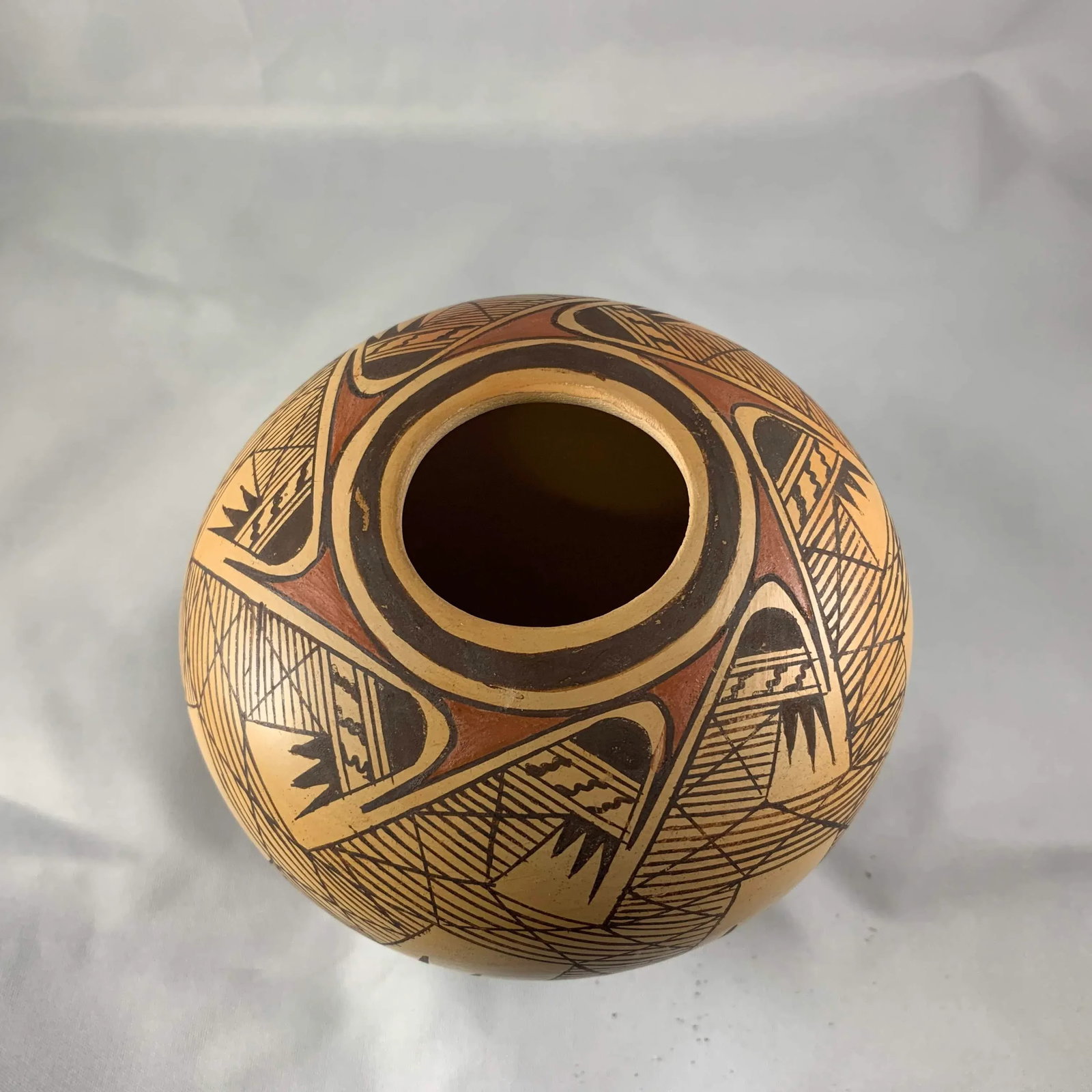 Signed Hopi Pueblo Miriam Nampeyo Polychrome Seed Pot - 6