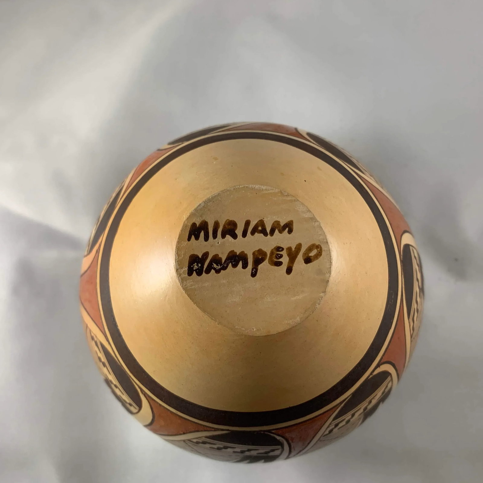 Signed Hopi Pueblo Miriam Nampeyo Polychrome Seed Pot - 7