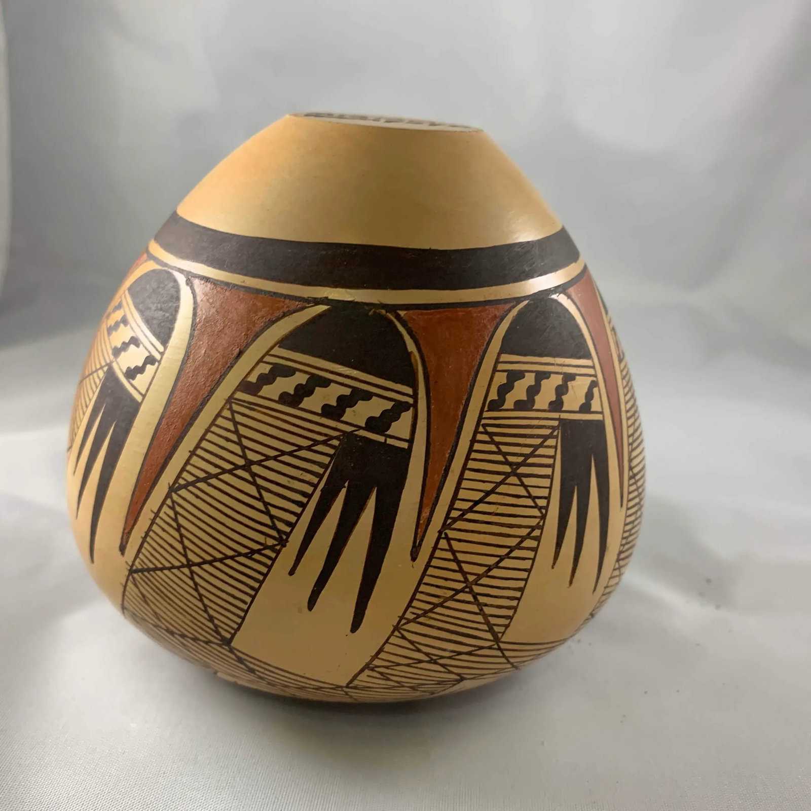 Signed Hopi Pueblo Miriam Nampeyo Polychrome Seed Pot - 8