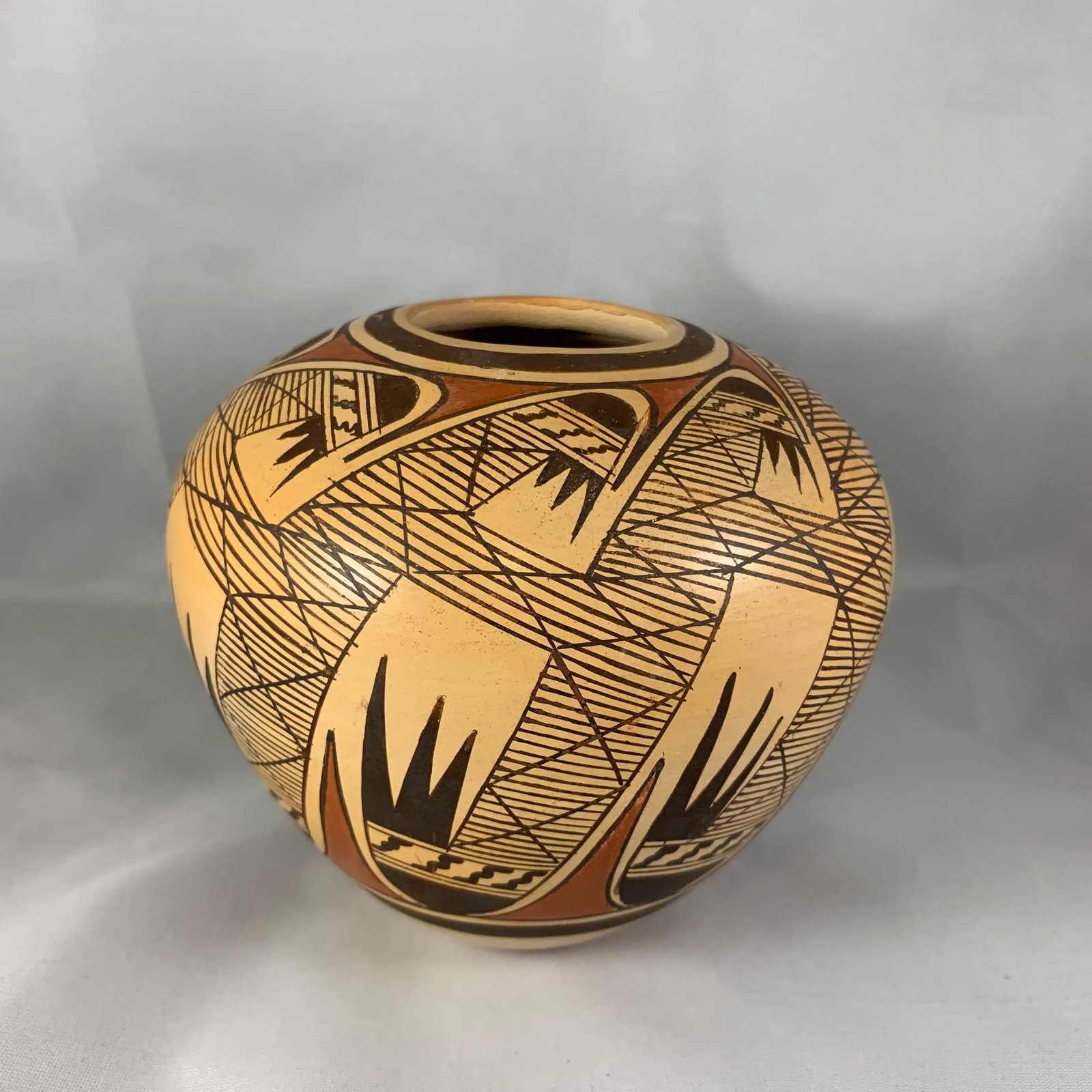 Signed Hopi Pueblo Miriam Nampeyo Polychrome Seed Pot - 9