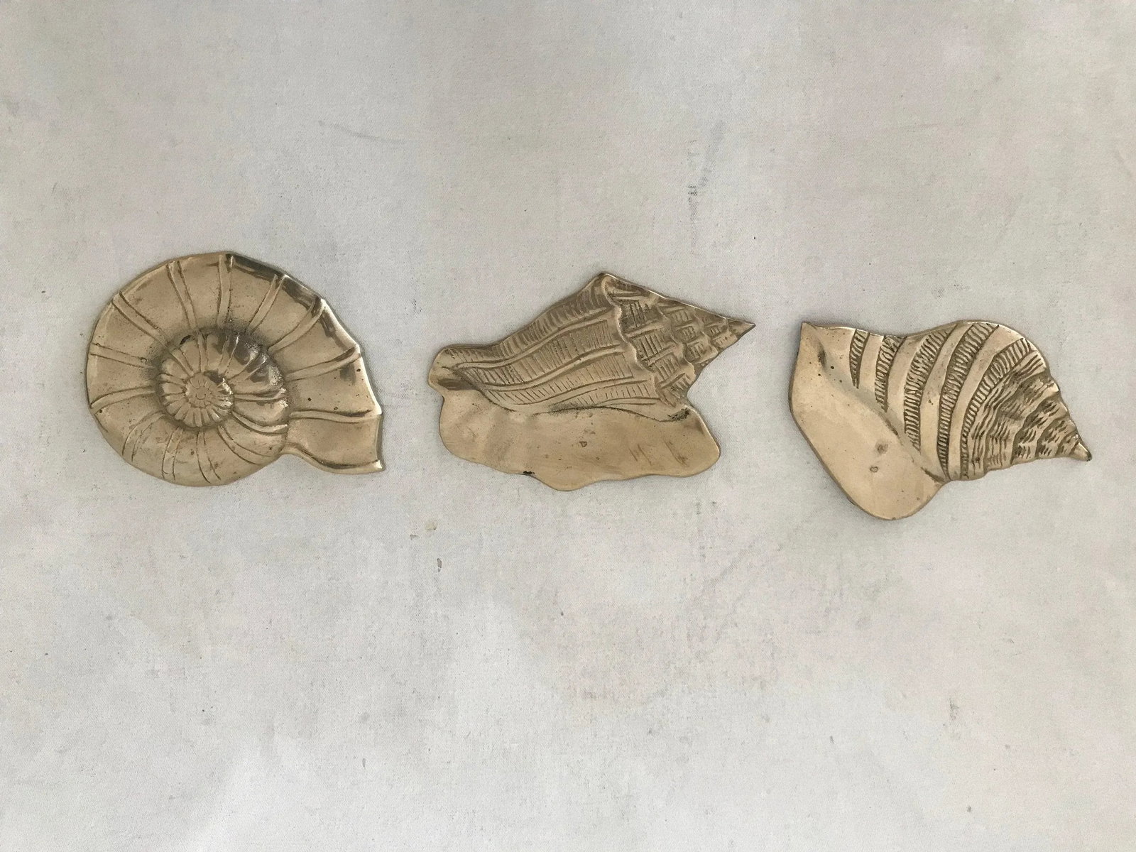 Vintage Mid Century Hollywood Regency Brass Shell Wall Sculptures Wall Art - 2