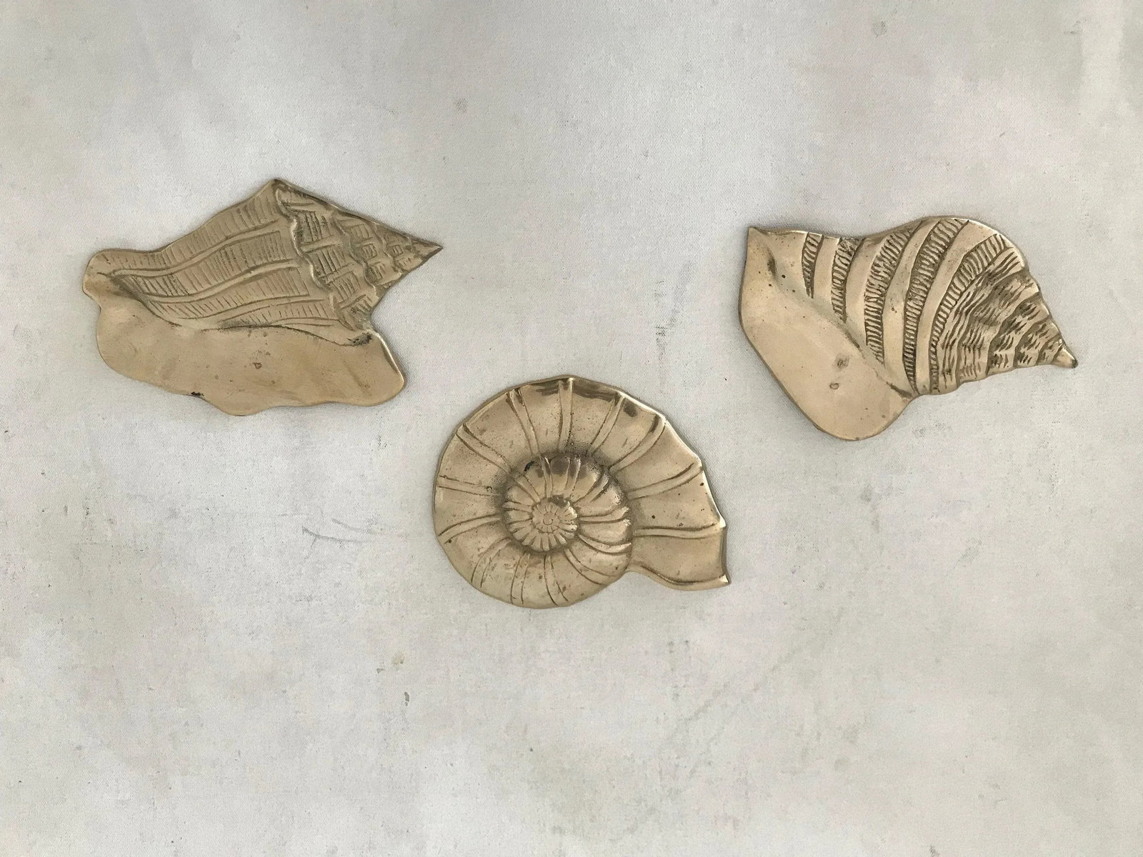 Vintage Mid Century Hollywood Regency Brass Shell Wall Sculptures Wall Art - 3