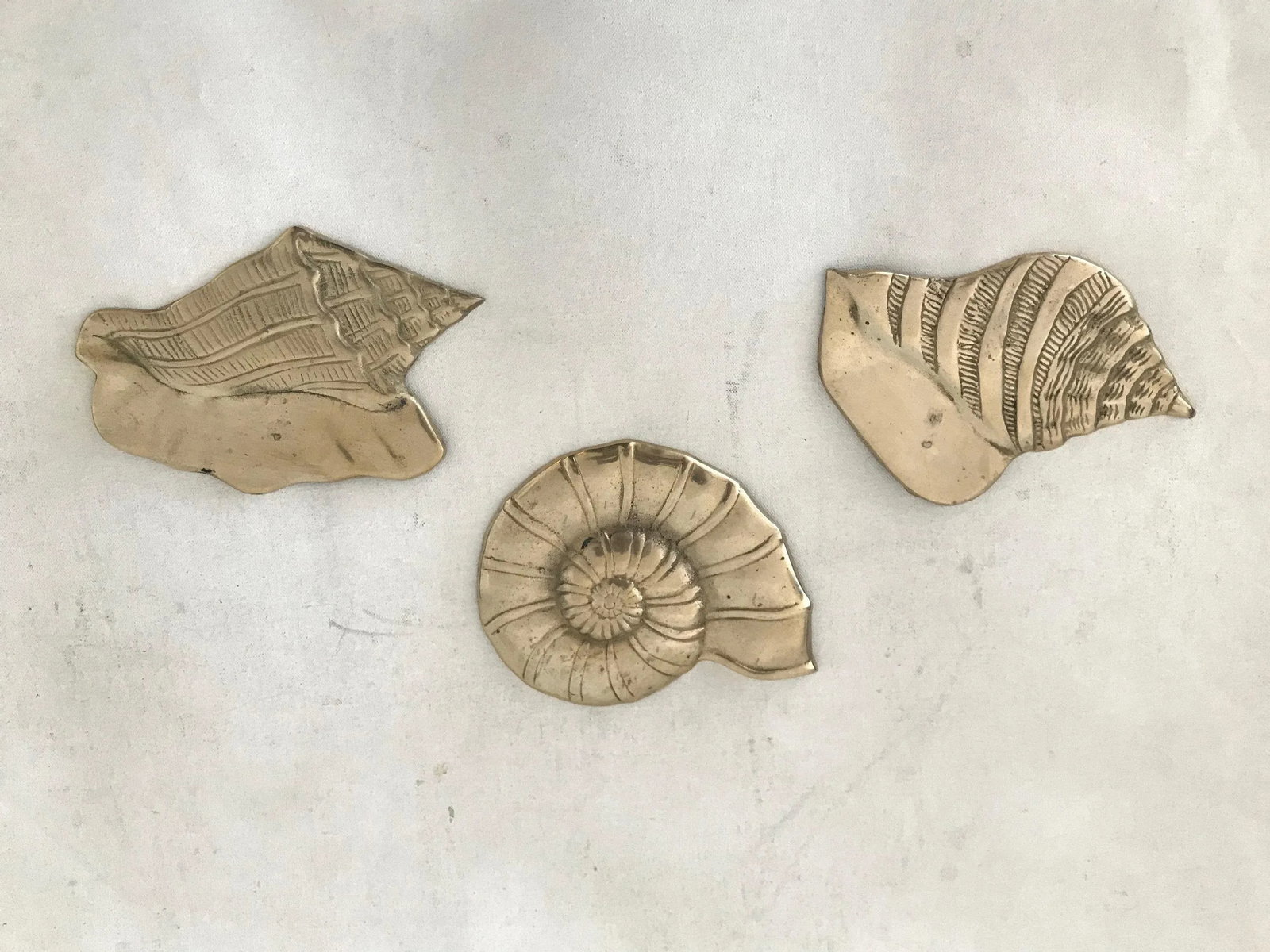 Vintage Mid Century Hollywood Regency Brass Shell Wall Sculptures Wall Art - 7