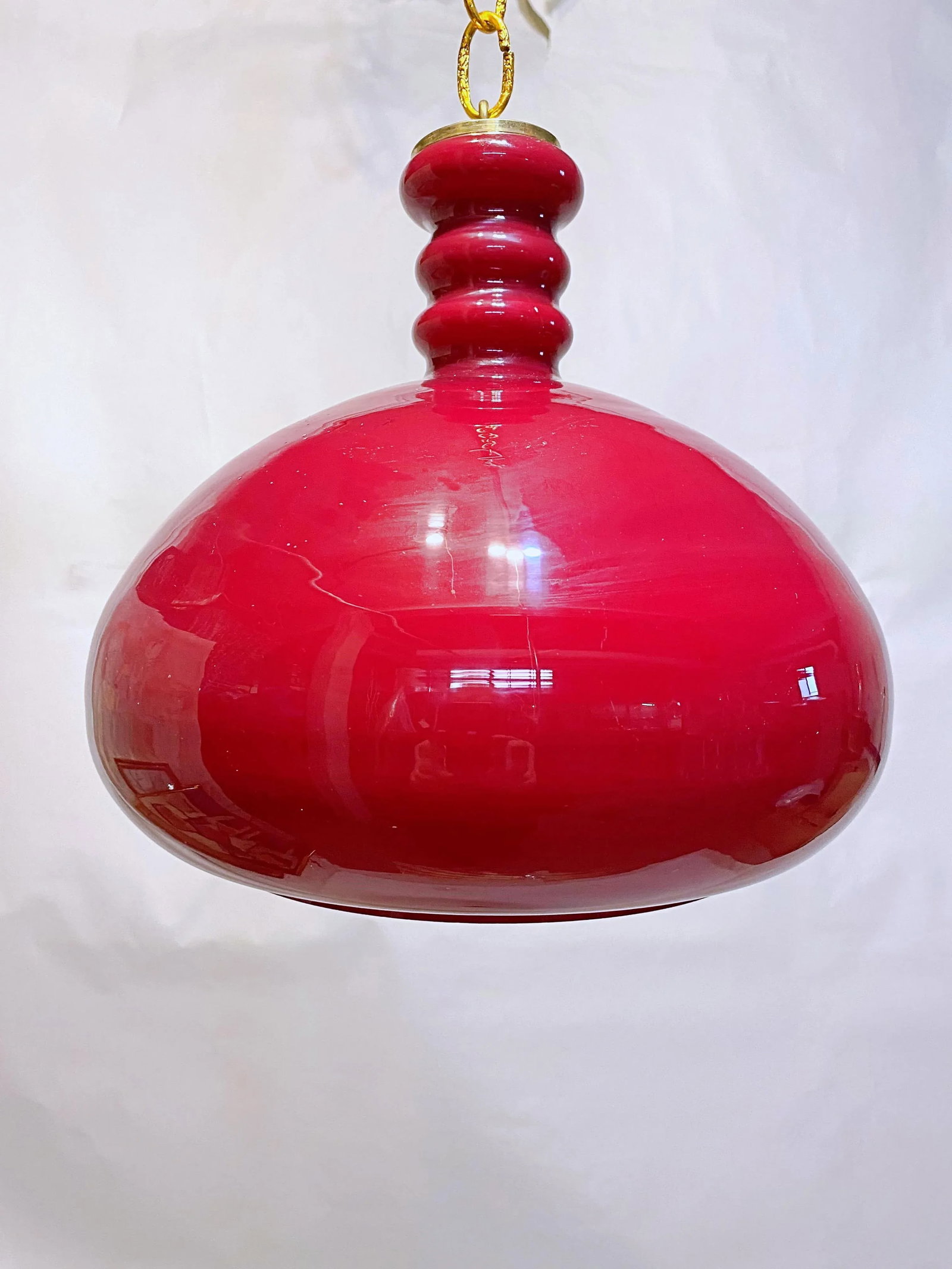 Vintage Red Glass Pendant Light - 2