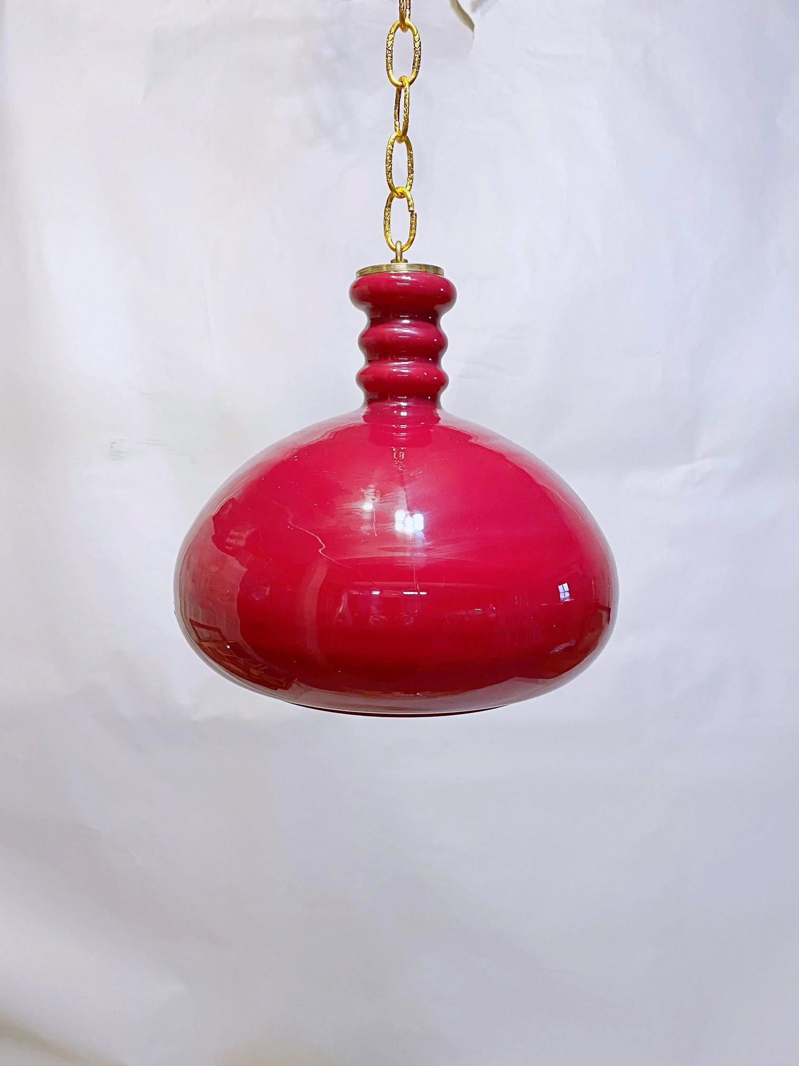 Vintage Red Glass Pendant Light - 3