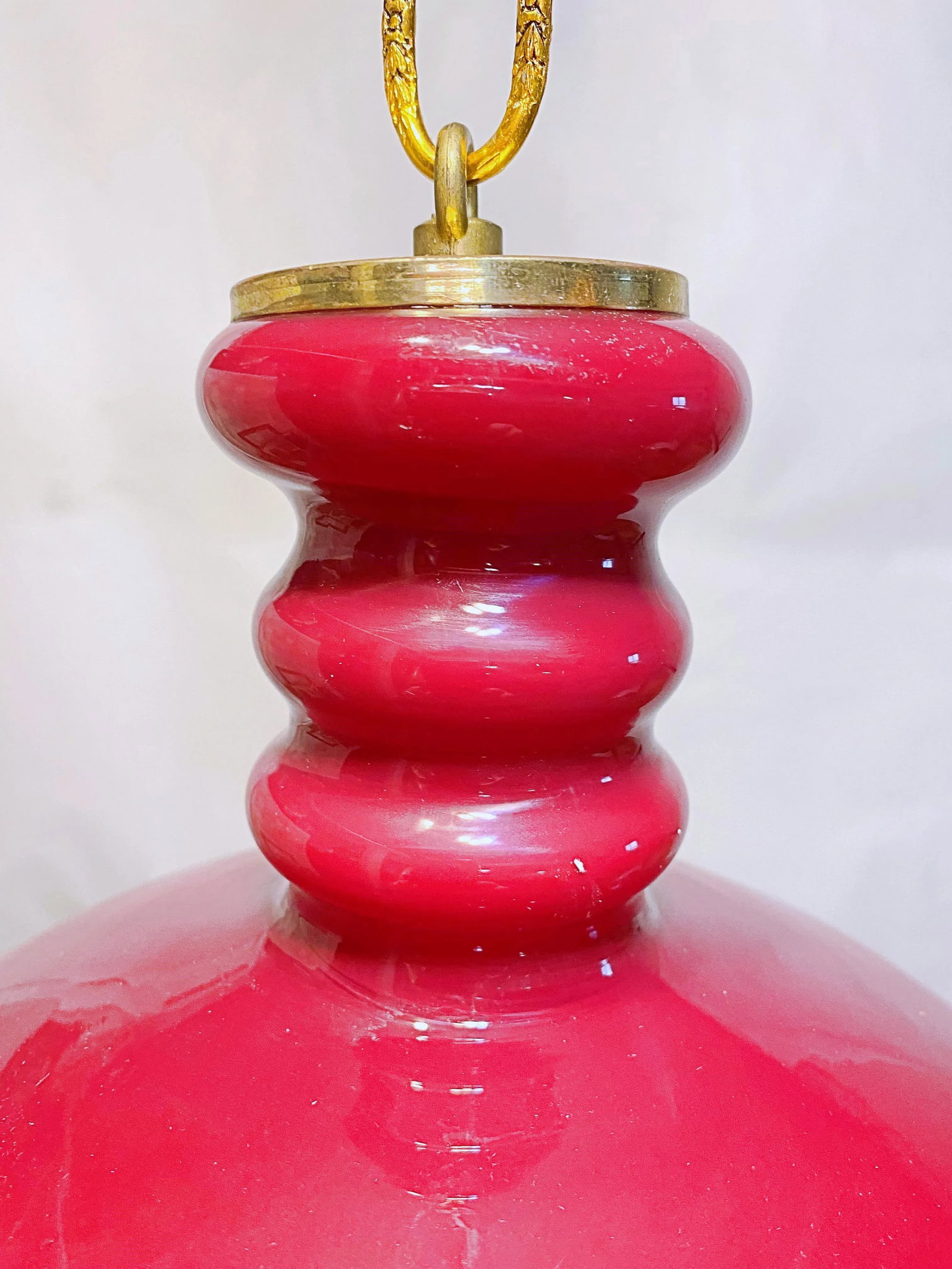 Vintage Red Glass Pendant Light - 4