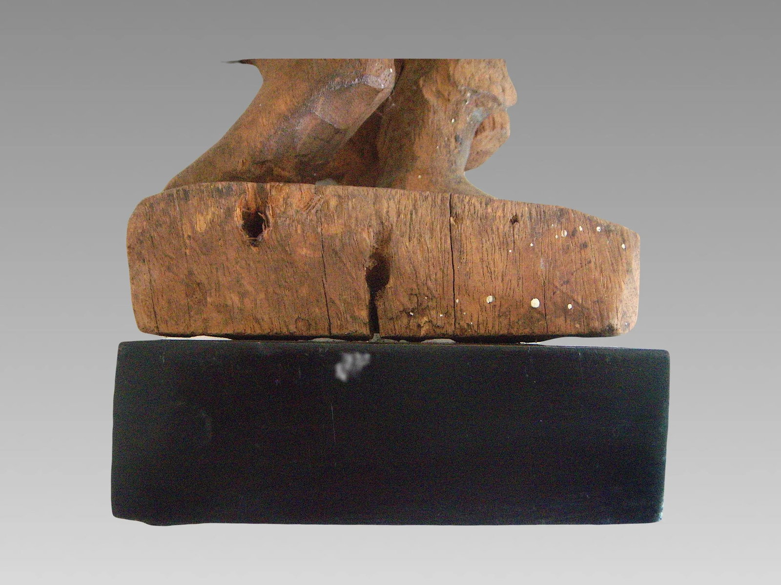 Late 19th Century Antique 'Teppanom' Temple Angel, Mounted Wood Statue Figure (Thailand) - 10