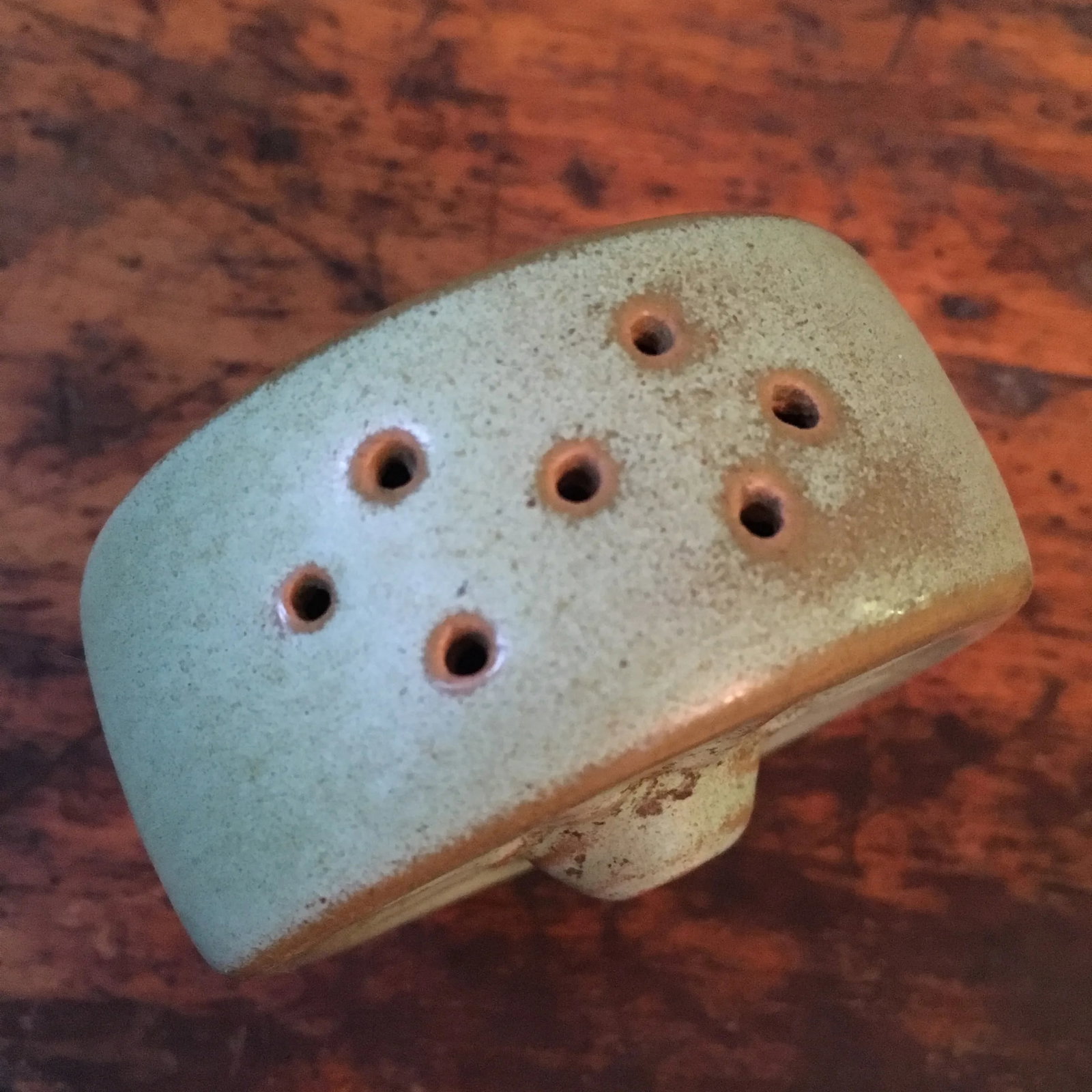 Vintage Green and Brown Frankoma Wagon Wheel Salt/Pepper Shaker - 4