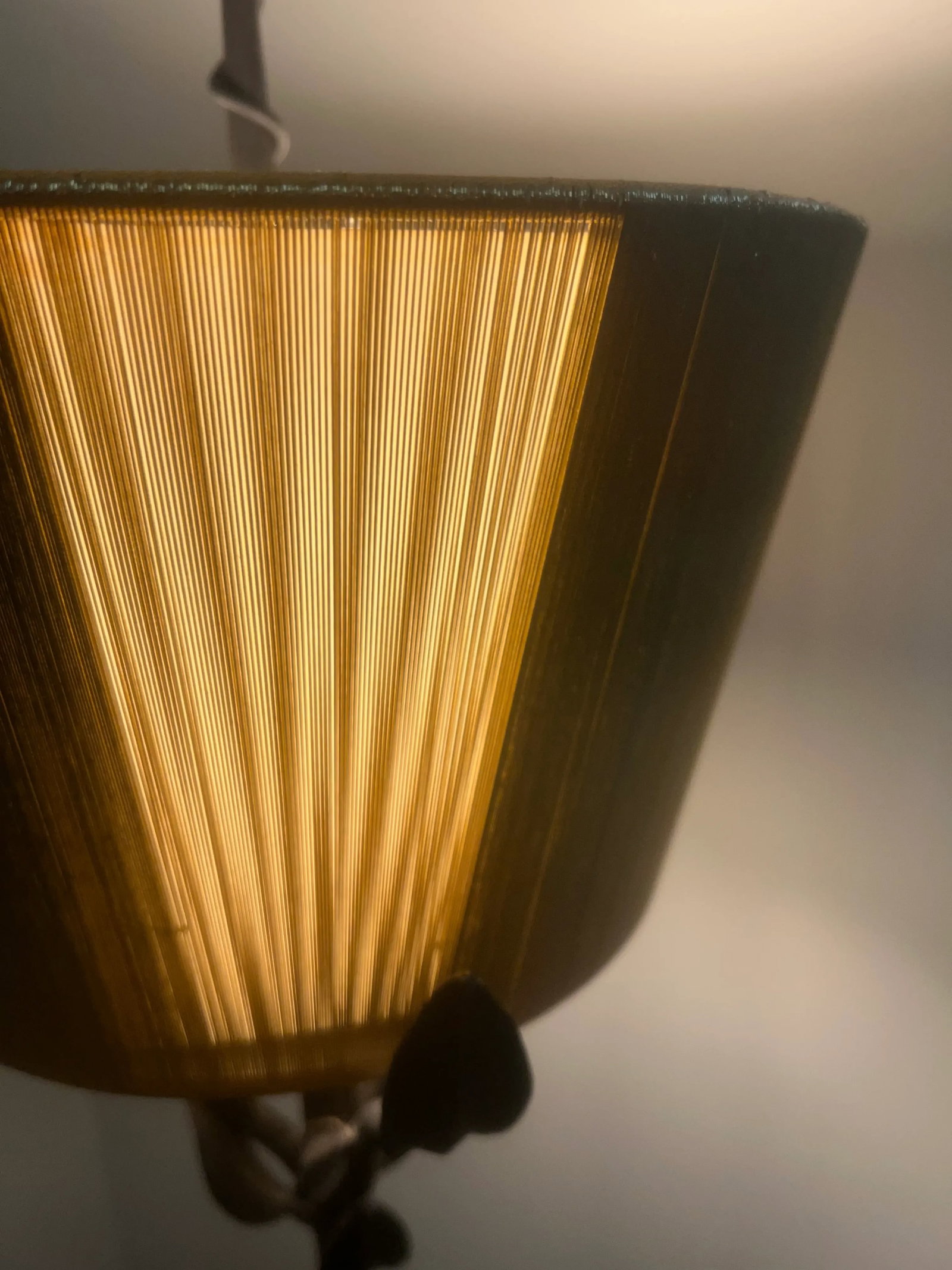 Vintage Wrought Iron Branch/Leaf Lamp With Golden String Shade - 10