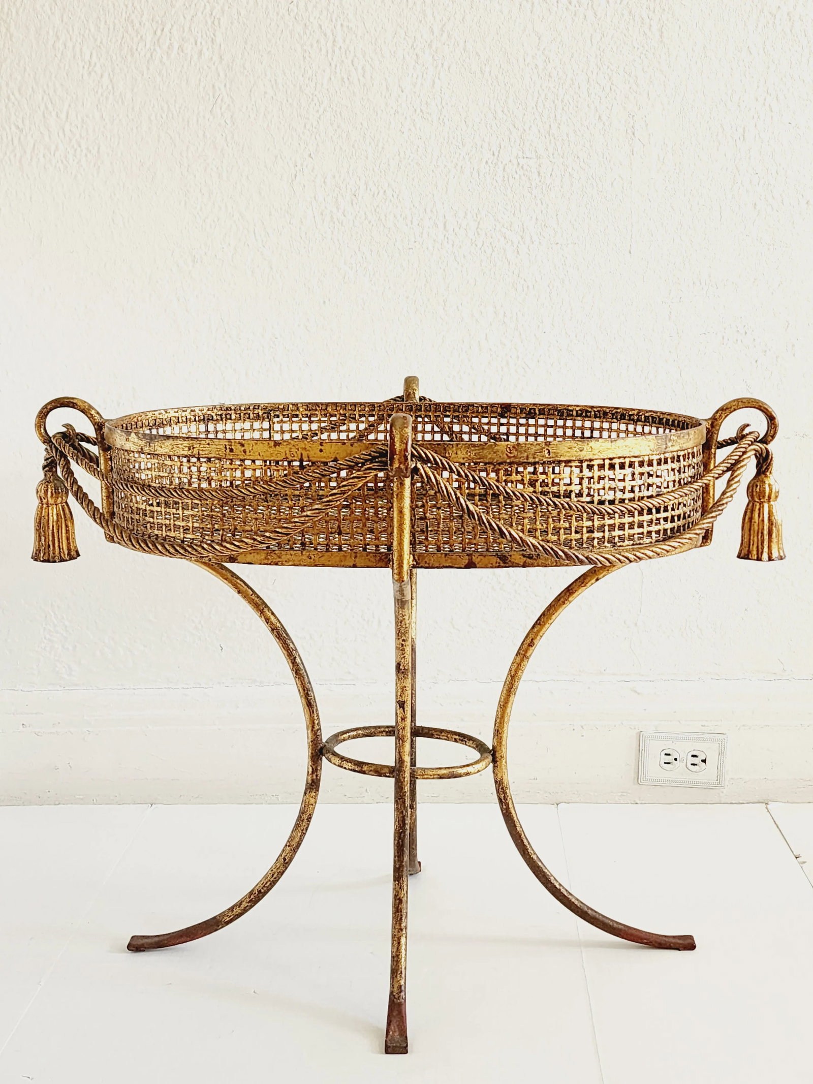 Vintage Hollywood Regency Style Gilt Iron Plant Stand - 2