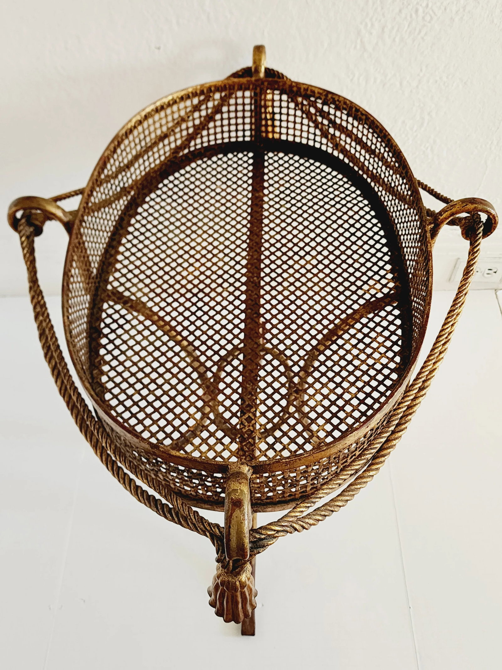 Vintage Hollywood Regency Style Gilt Iron Plant Stand - 8