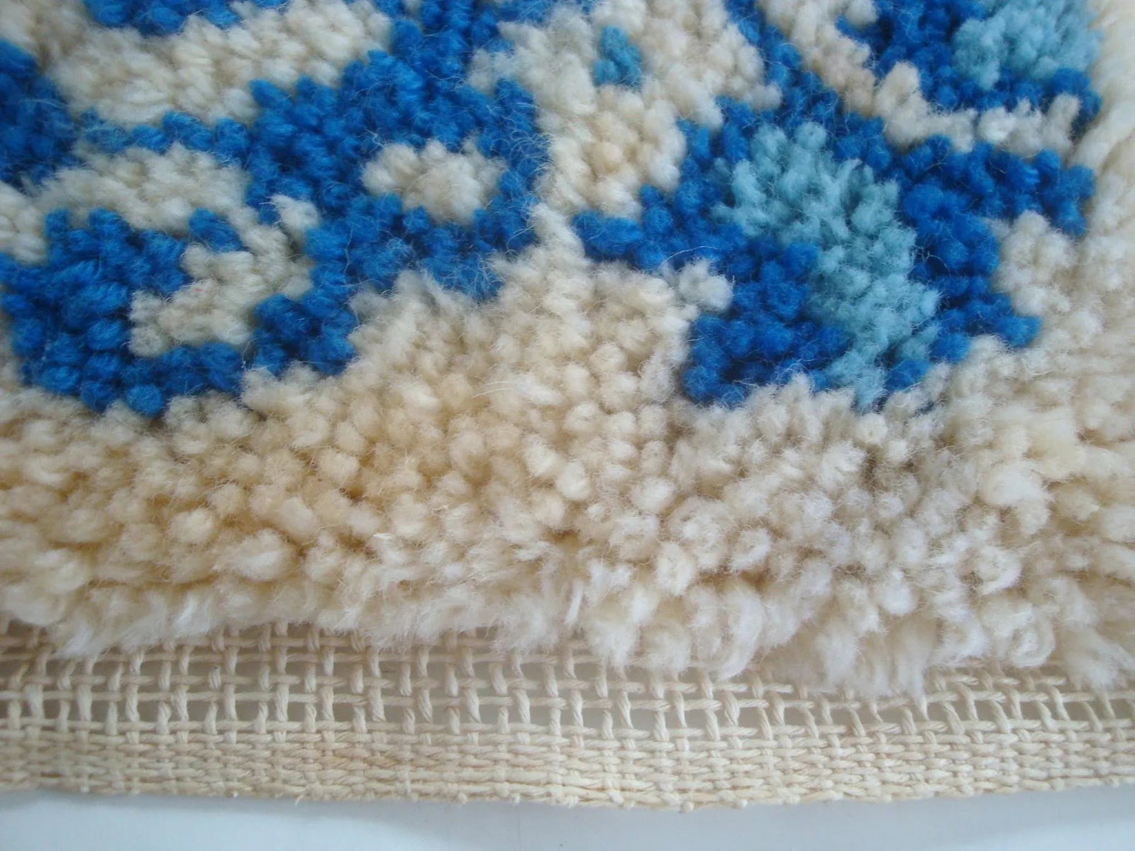 Chinoiserie Blue and White Yarn Textile Wall Art or Pillow - 3