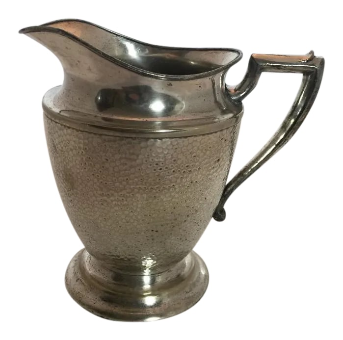 Vintage Art Deco Nickel Hammered Silver Plate Water Pitcher: Elegant Art Deco Style Nickel Hand Hammered Silver Plate Water Pitcher or Decorative Piece. This beautiful pitcher will elevate your dinner party with a touch of elegance and formality while serving