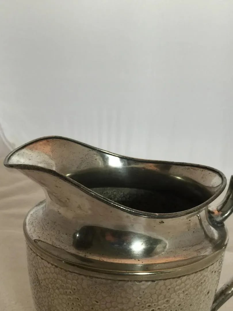 Vintage Art Deco Nickel Hammered Silver Plate Water Pitcher - 5