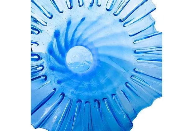Mid-Century Fluted Blue Flower-Expression Vase - 5