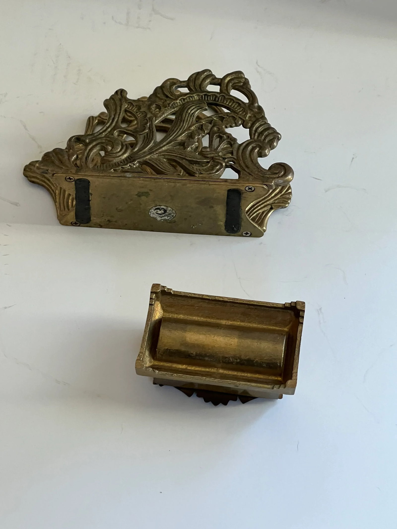 Art Deco Brass Letter Holder & Stamp Box - 2