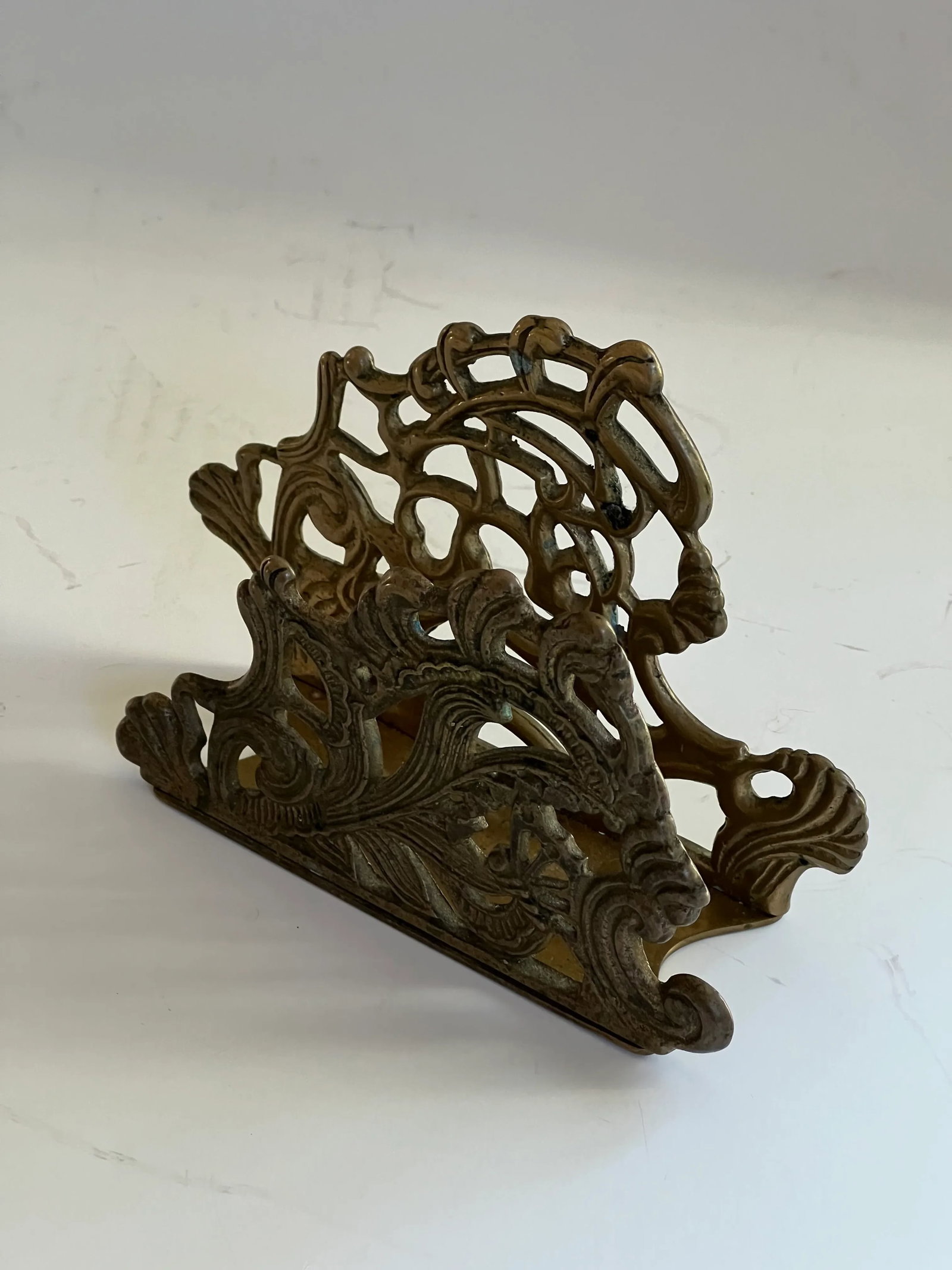 Art Deco Brass Letter Holder & Stamp Box - 4