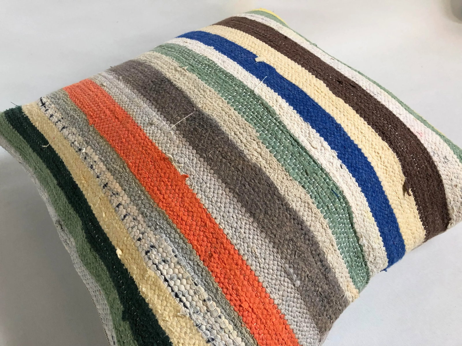 Turkish Striped Design Anatolian Kilim Pillow - 3
