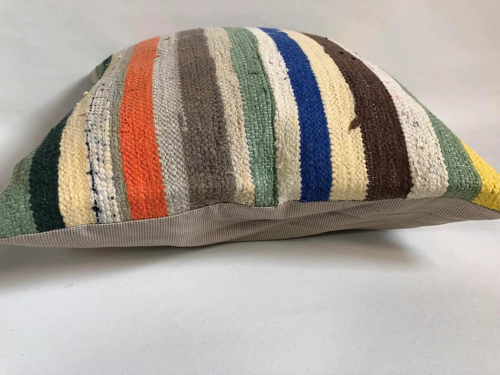 Turkish Striped Design Anatolian Kilim Pillow - 4
