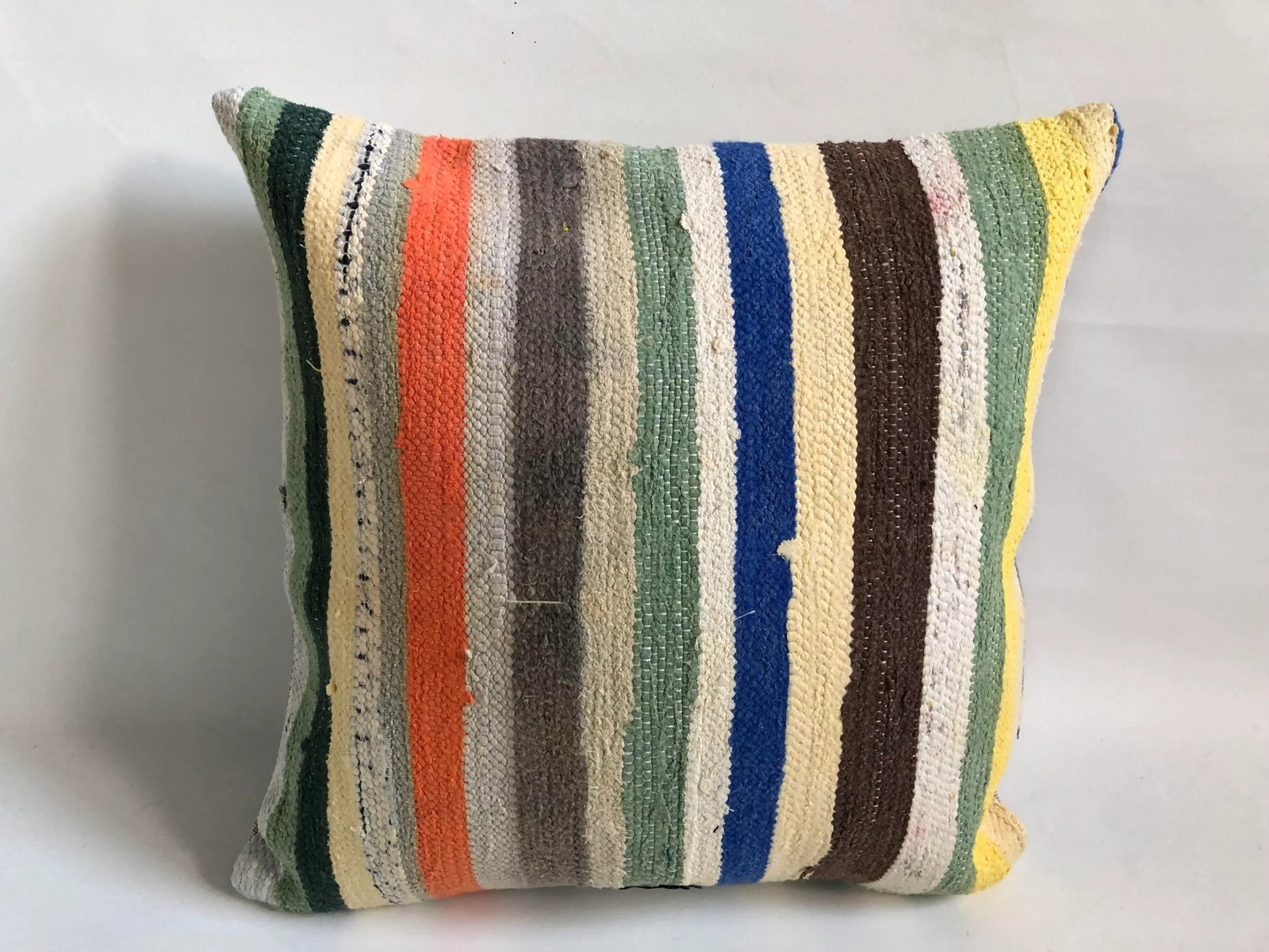 Turkish Striped Design Anatolian Kilim Pillow - 6