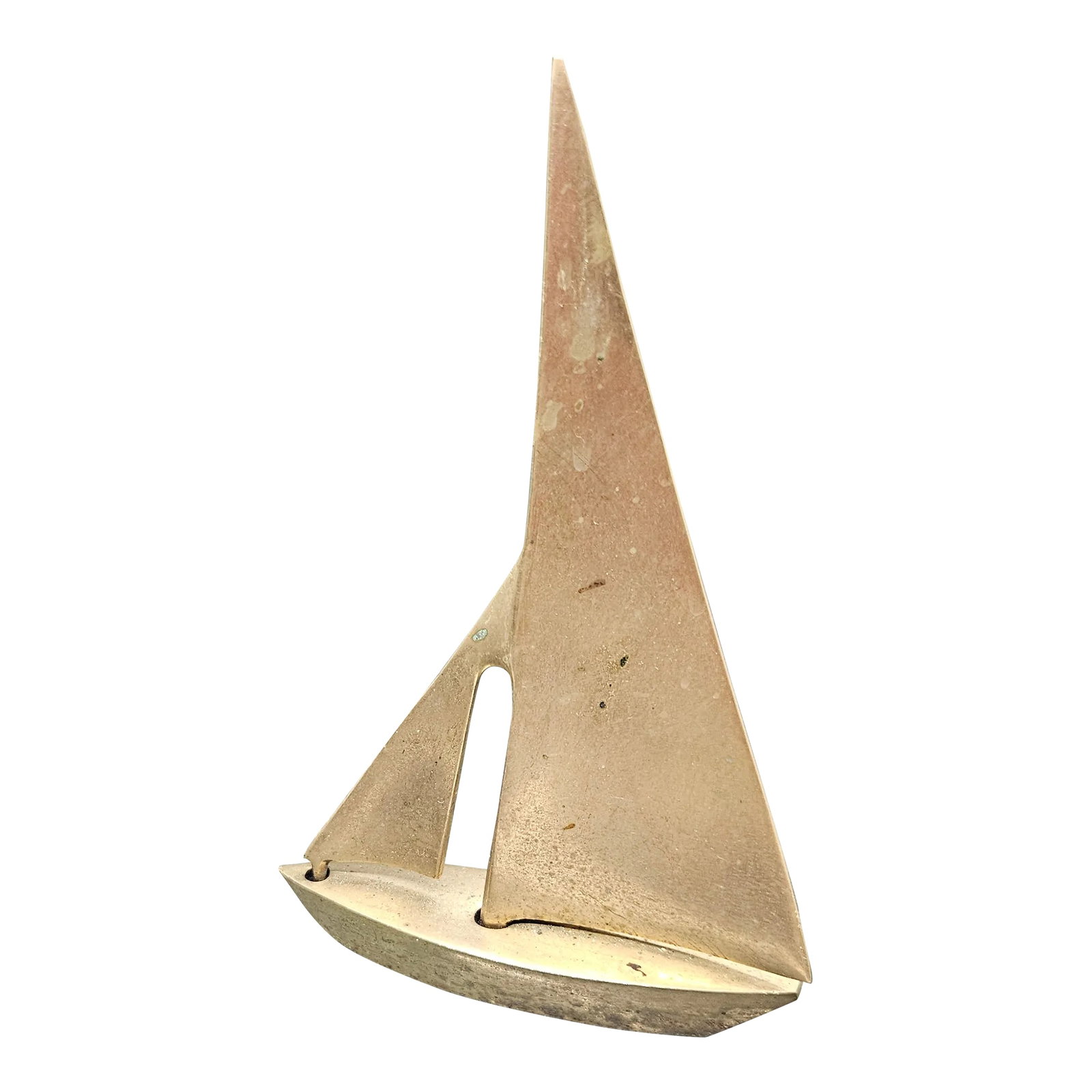 Vintage Green Marble and Brass Sailboat Heavy Bookend (One): Vintage Green Marble and Brass Sailboat Heavy Bookend Condition: Alterations: Original Condition Unaltered Imperfections: Some Imperfections Condition Notes: Age, Vintage Origin: United States