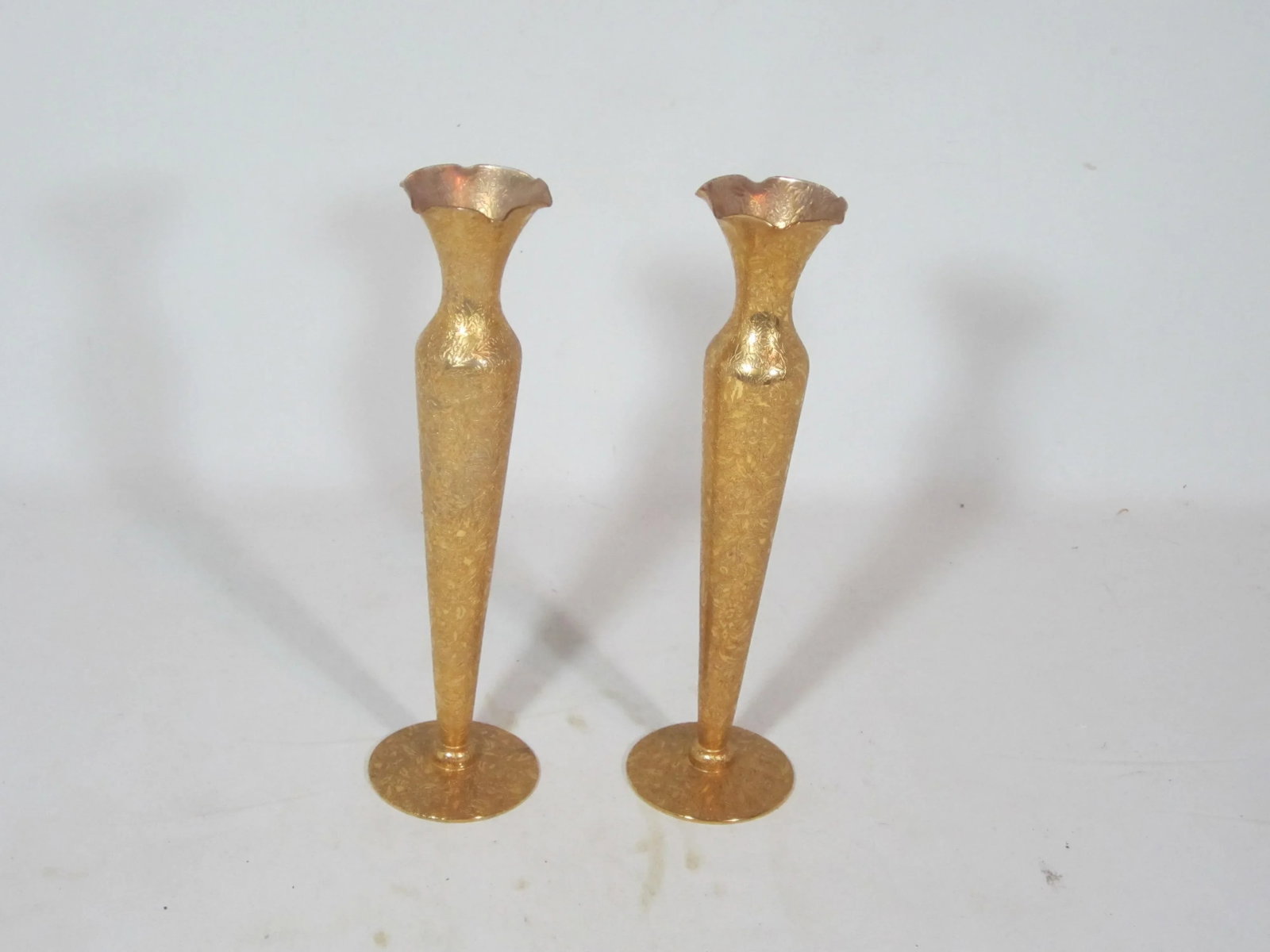 1970s Hollywood Regency Gold Bud Vases - a Pair - 2