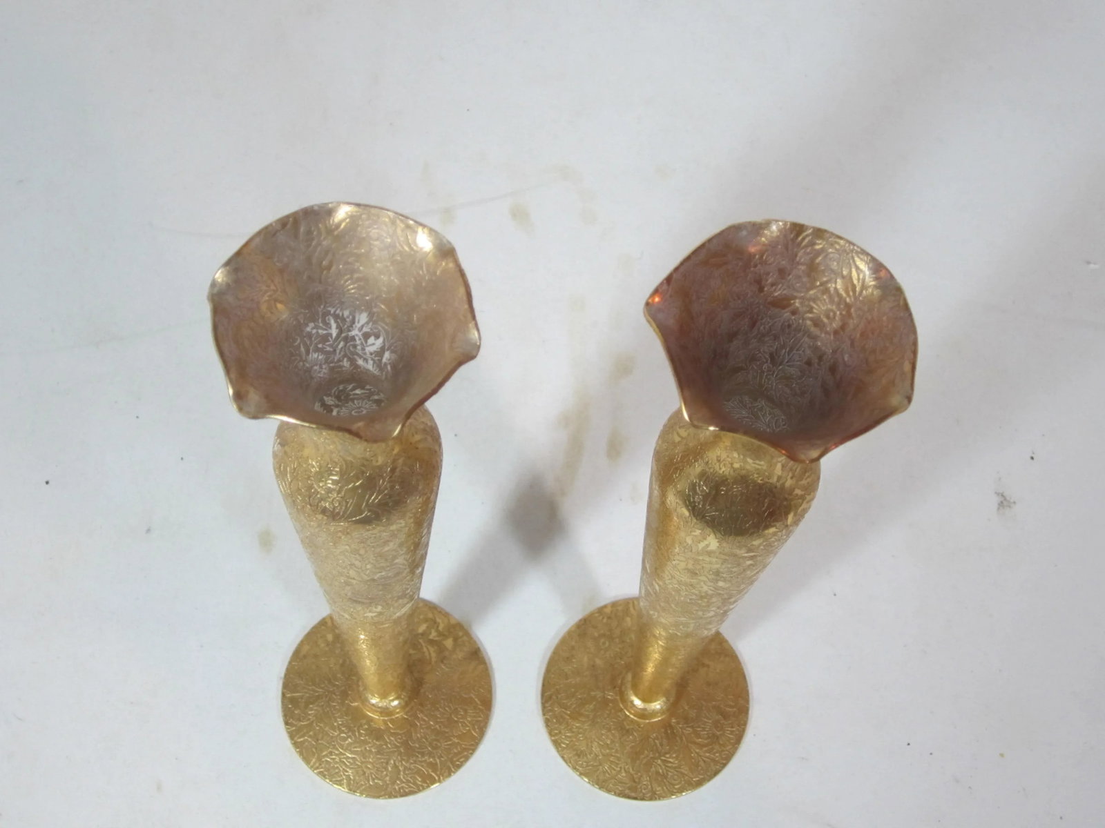 1970s Hollywood Regency Gold Bud Vases - a Pair - 3