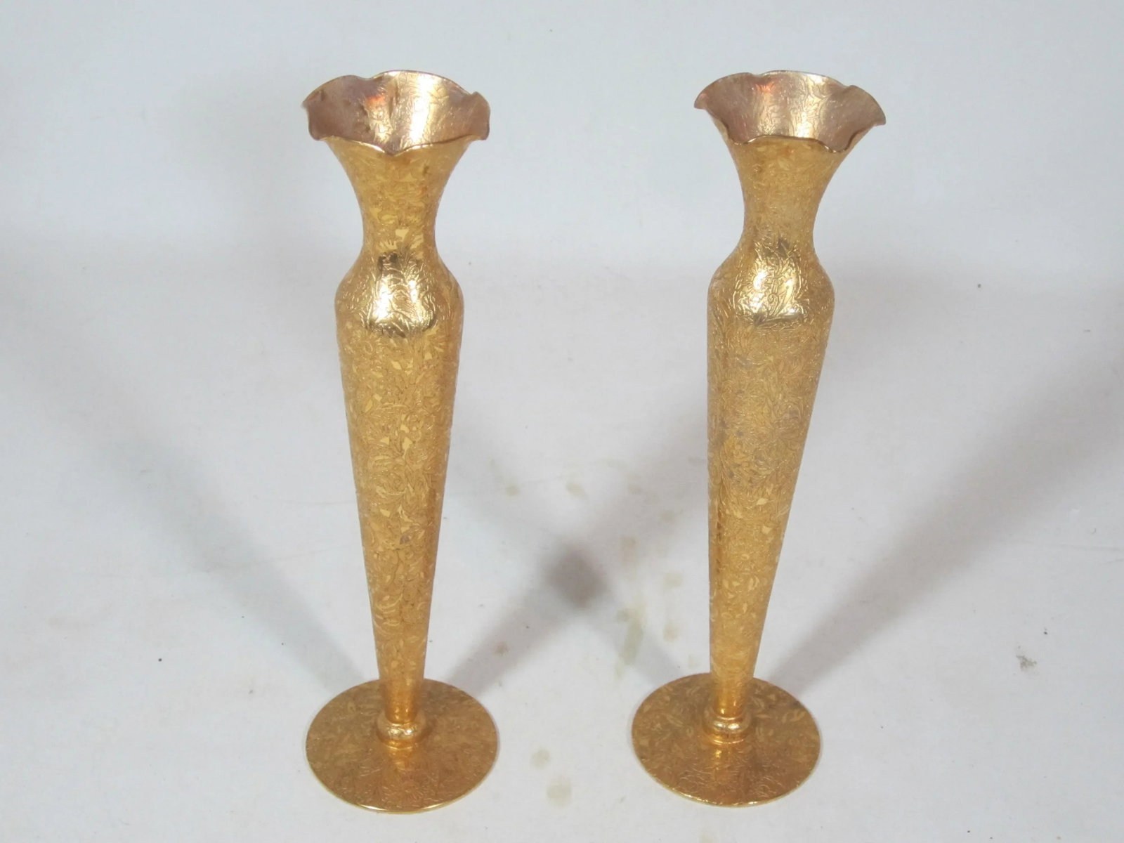 1970s Hollywood Regency Gold Bud Vases - a Pair - 6