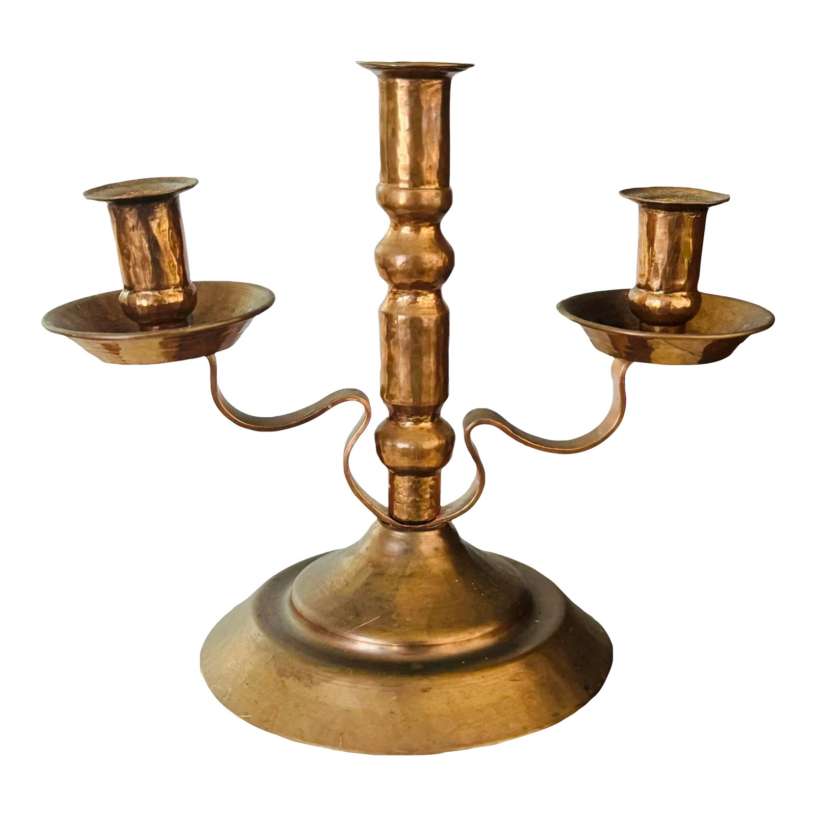 Vintage Copper Candelabra: This elegant vintage copper candelabra boasts a classic three-arm design, perfect for adding a warm, antique glow to any dining table or mantelpiece. Its timeless style make it a valuable addition to