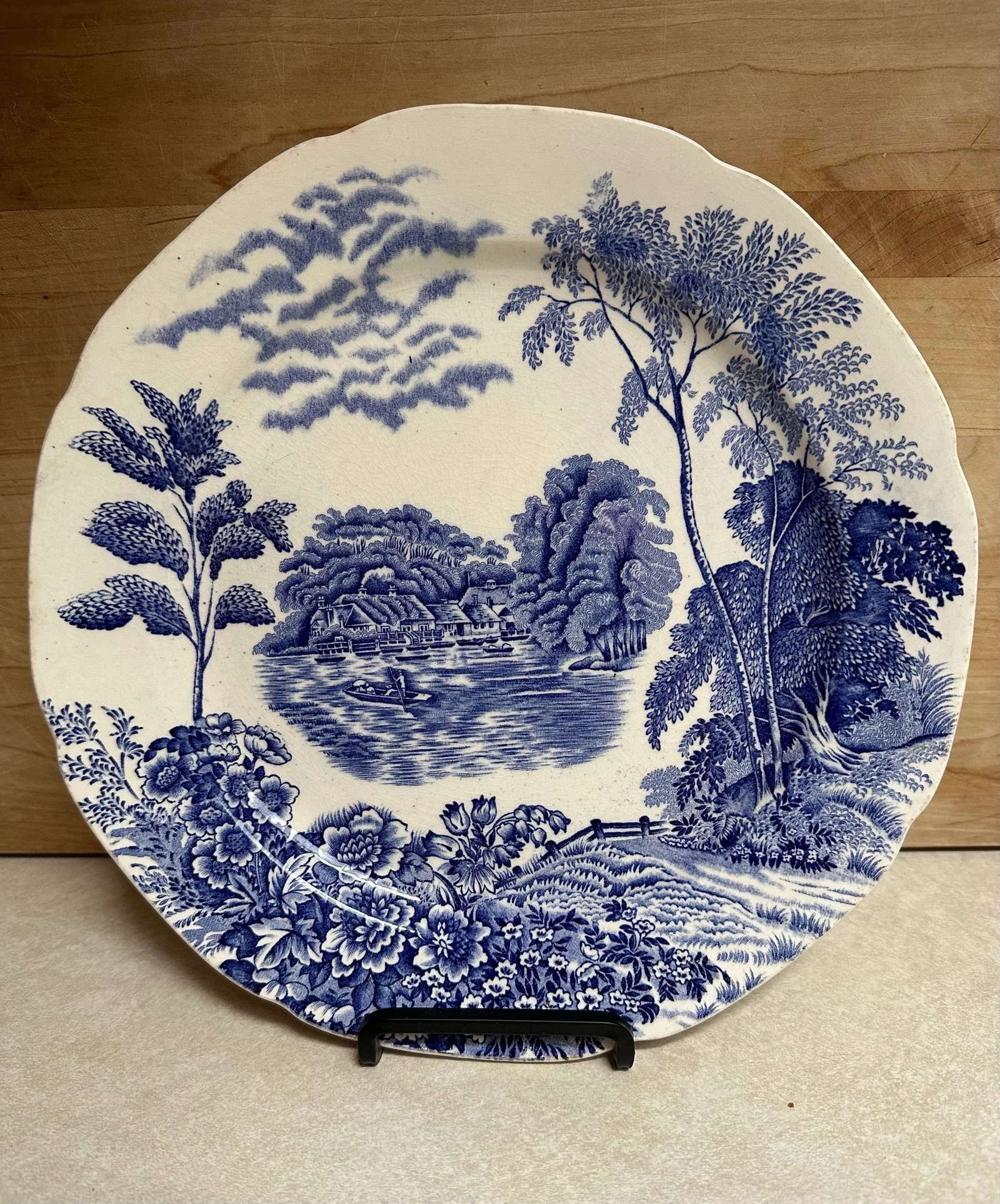 Vintage Pountney & Co the Thames at Pangbourne Blue White Plate - 2