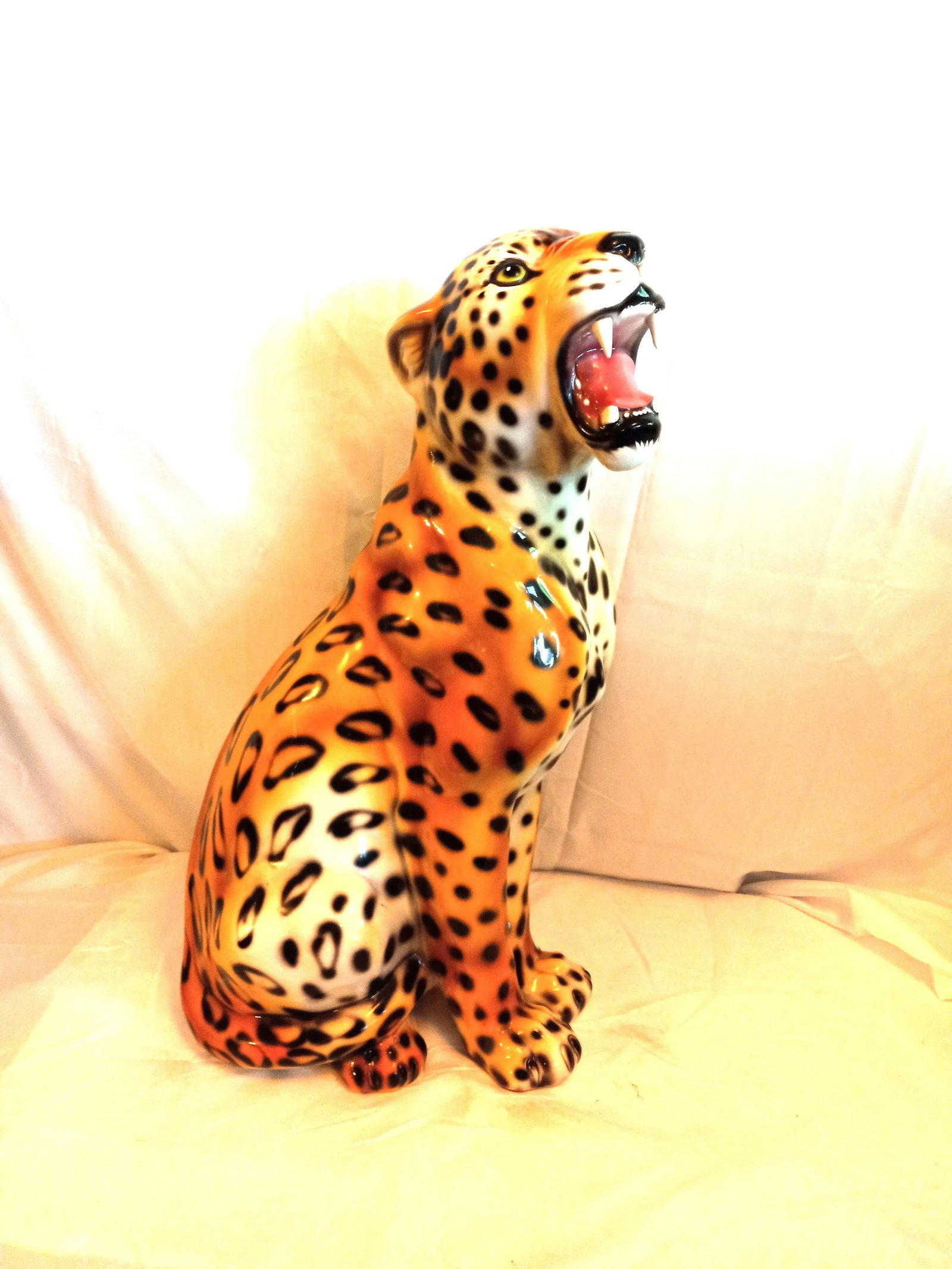 1990s Large Glass/Ceramic Sculpture of African Leopard - 10