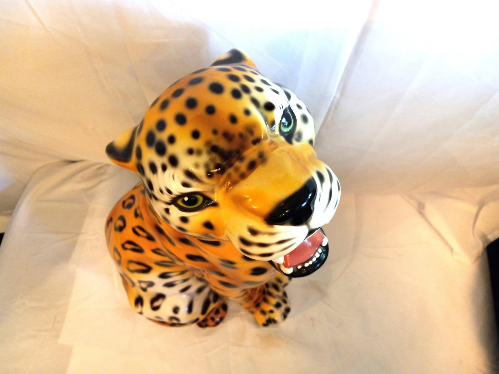 1990s Large Glass/Ceramic Sculpture of African Leopard - 12