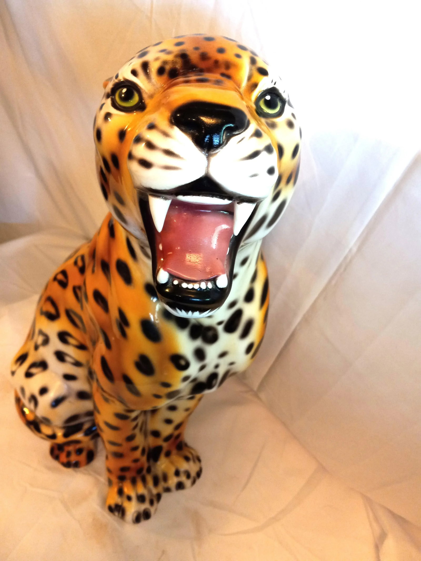 1990s Large Glass/Ceramic Sculpture of African Leopard - 3