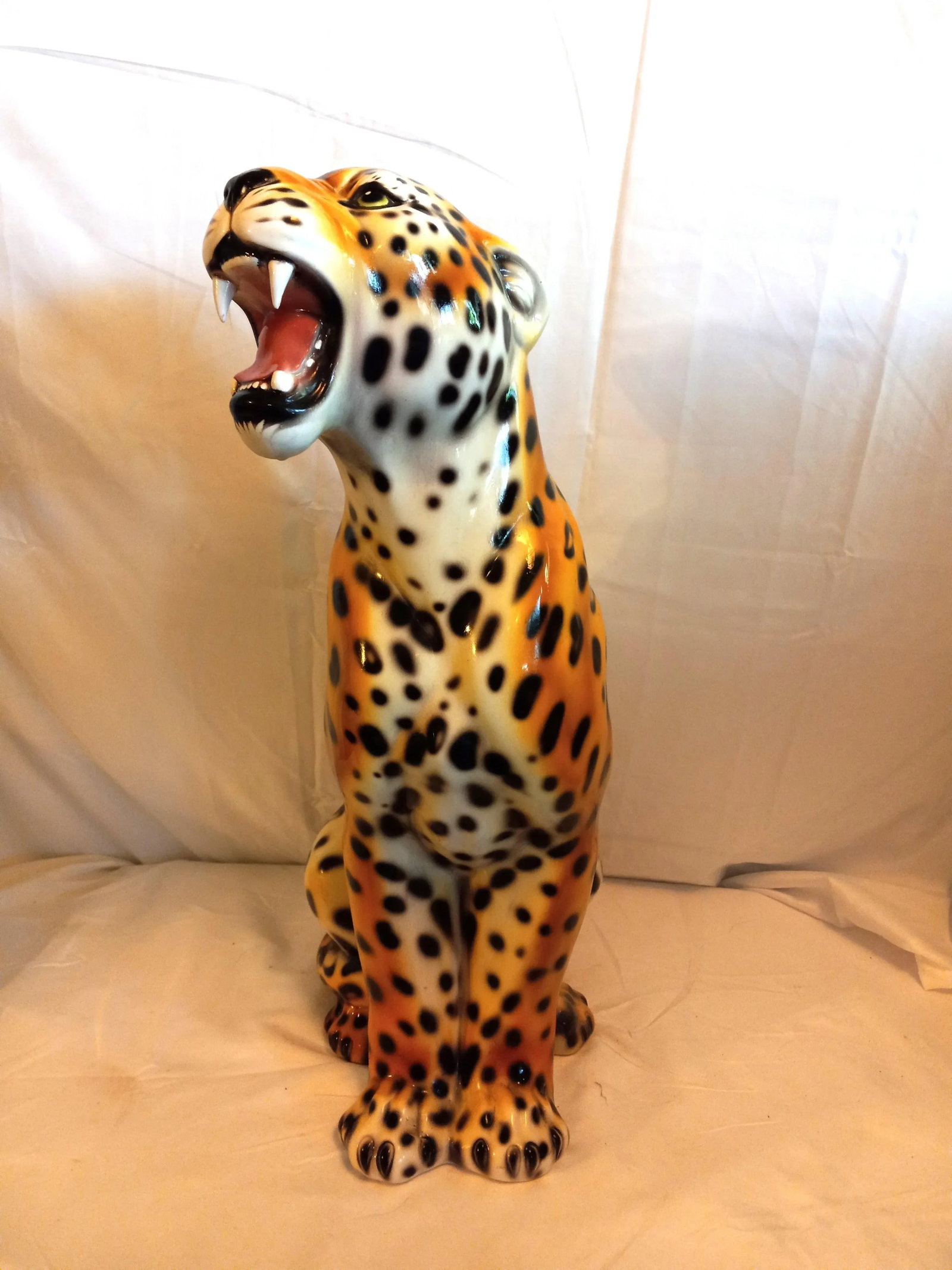 1990s Large Glass/Ceramic Sculpture of African Leopard - 4