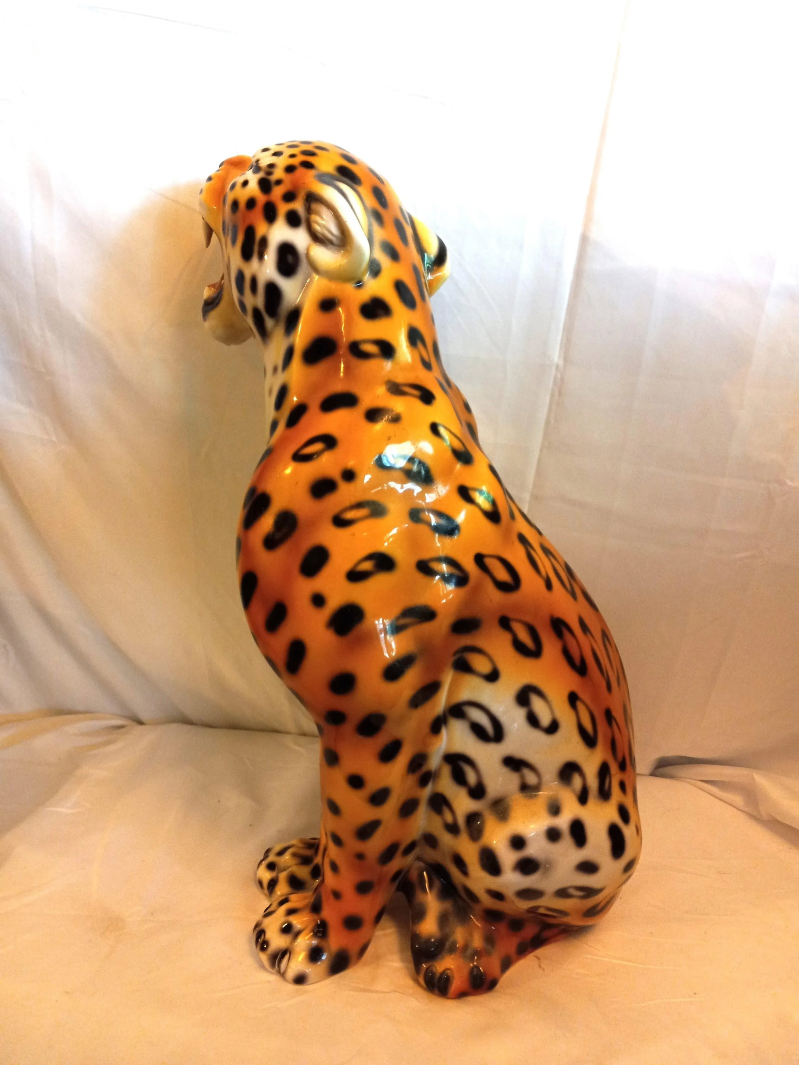 1990s Large Glass/Ceramic Sculpture of African Leopard - 5