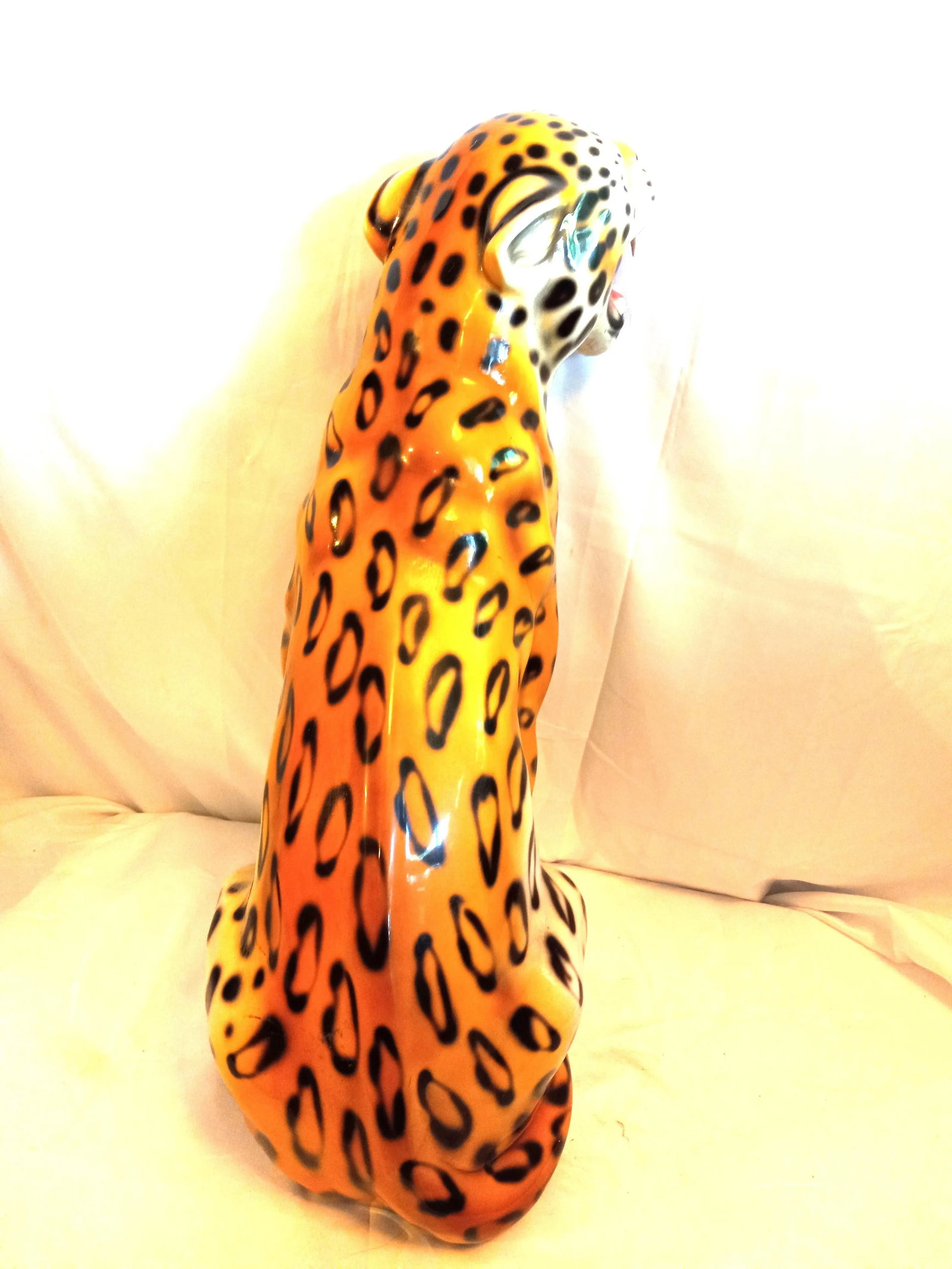 1990s Large Glass/Ceramic Sculpture of African Leopard - 6