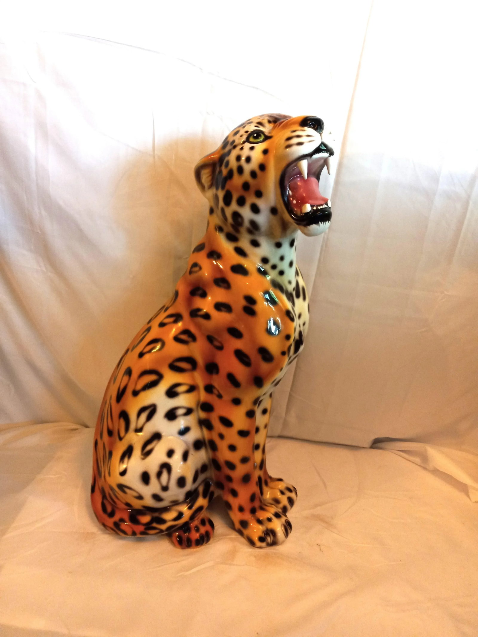 1990s Large Glass/Ceramic Sculpture of African Leopard - 7