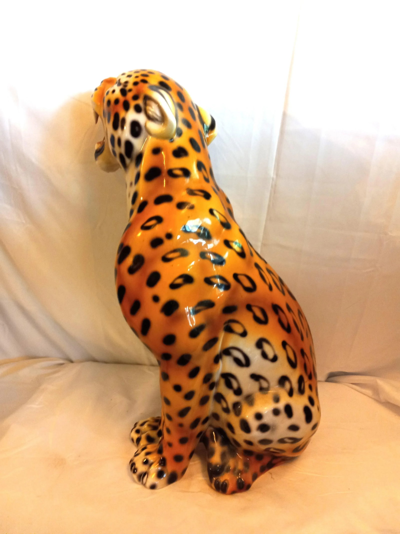 1990s Large Glass/Ceramic Sculpture of African Leopard - 8